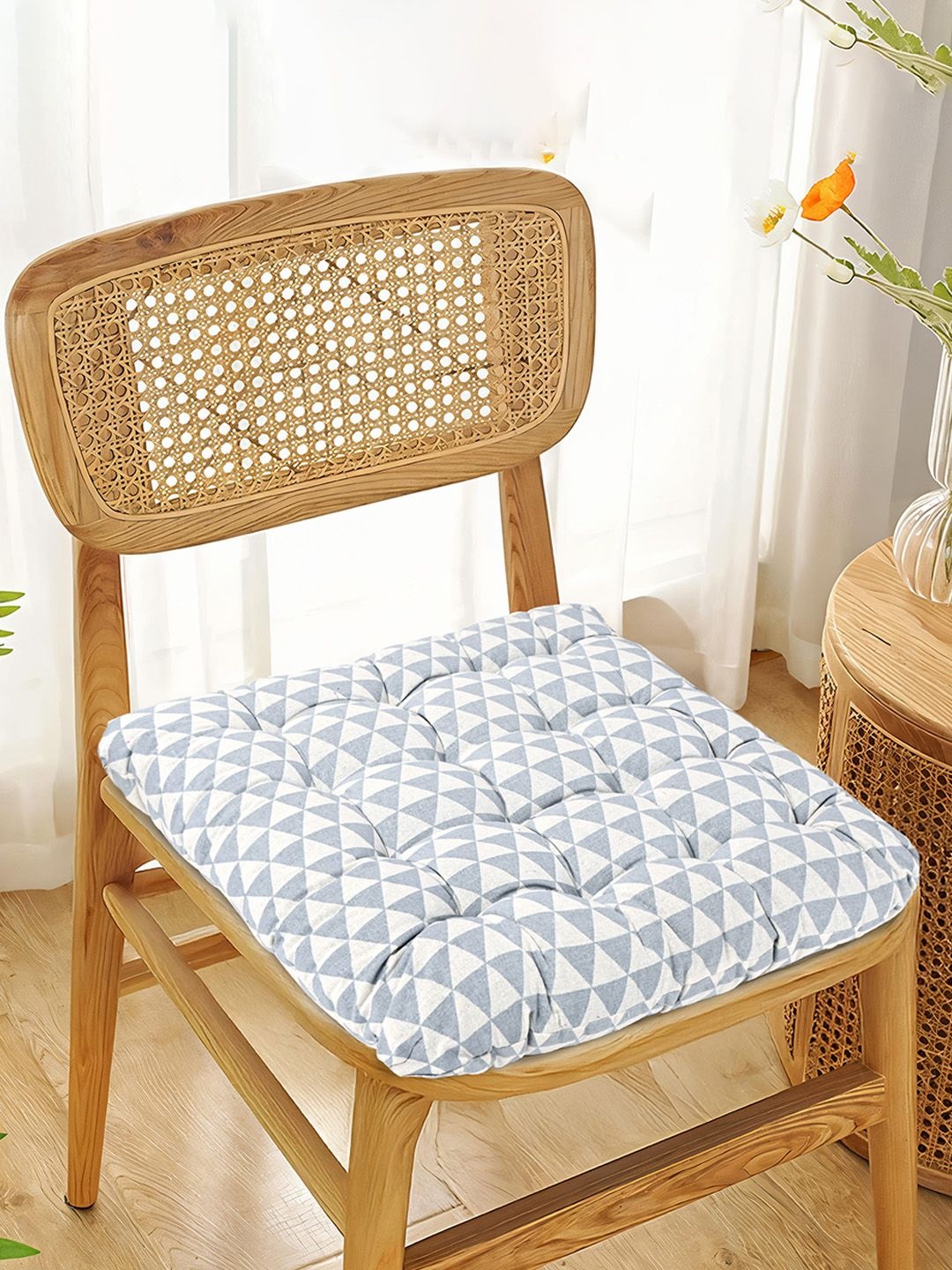 

Kuber Industries Green & Grey 2 Pieces Printed Cotton Comfort Chair Pads