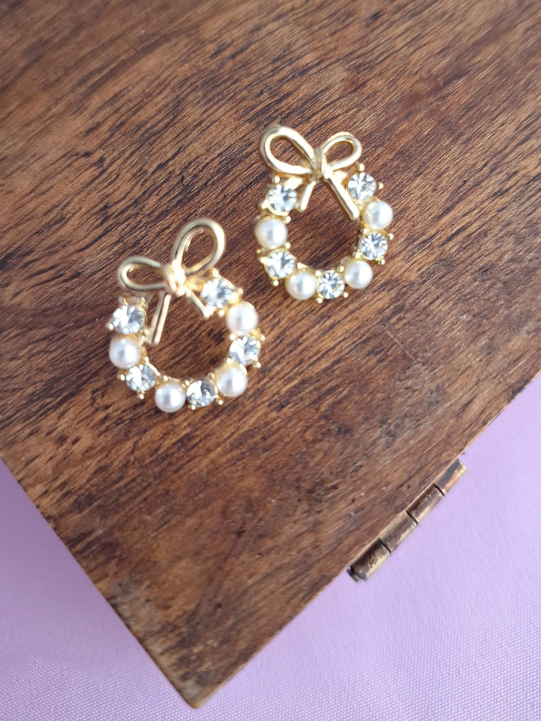 

Z HOME Gold Plated Contemporary Crystals Studs Earrings