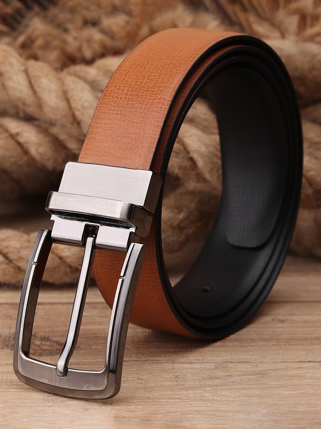 

Killer Men Reversible Textured Belt With Tang Closure, Tan