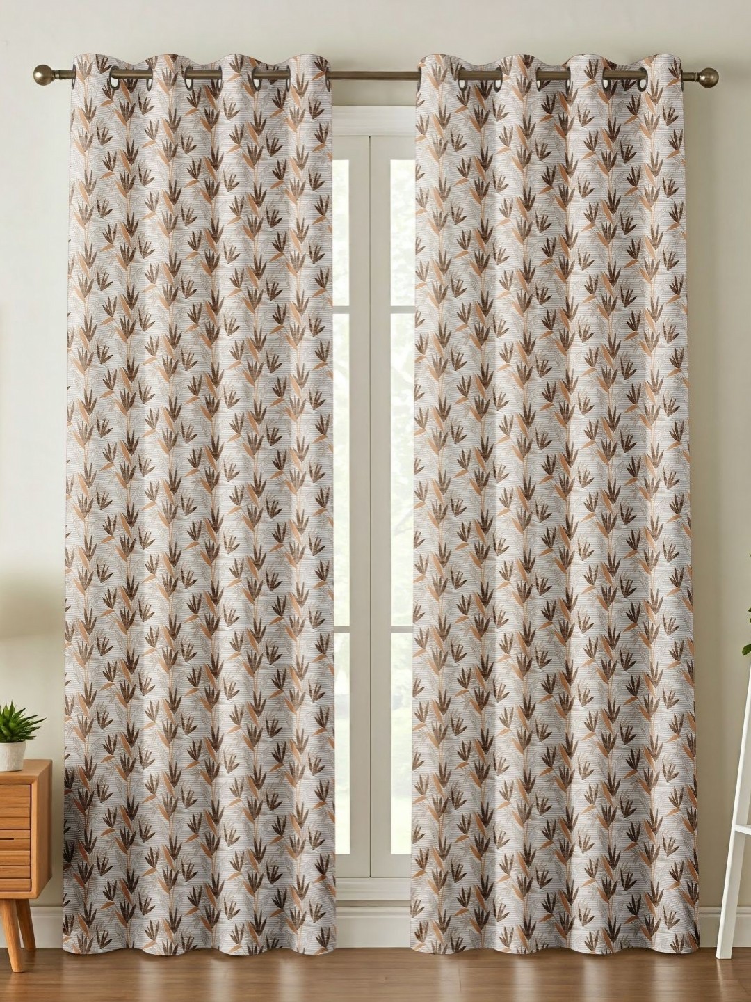 

Galaxy Home Decor Brown Floral Printed 2 Pieces Floral Door Curtain