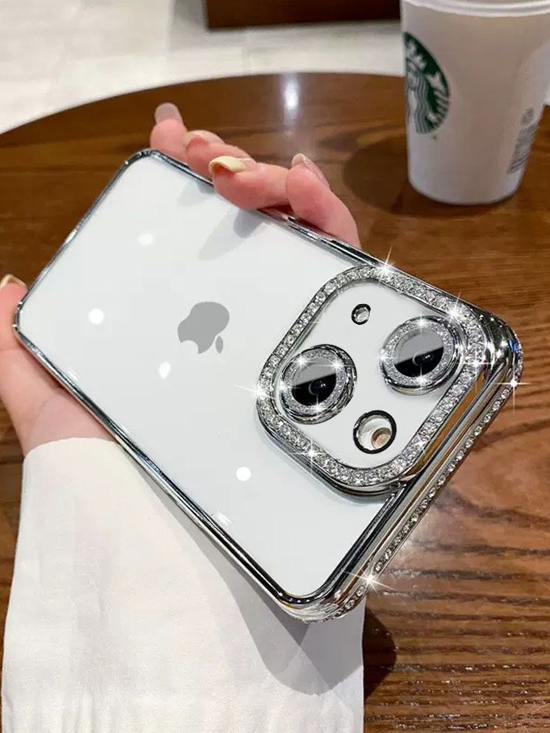 

Luxury Kase Solid Printed iPhone 14 Back Case Mobile Accessories, Silver