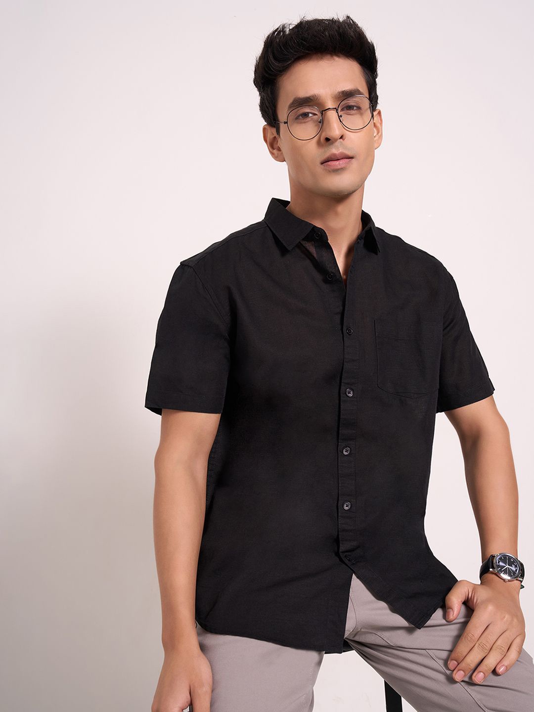 

Peregrine by Pantaloons Men Opaque Casual Shirt, Black