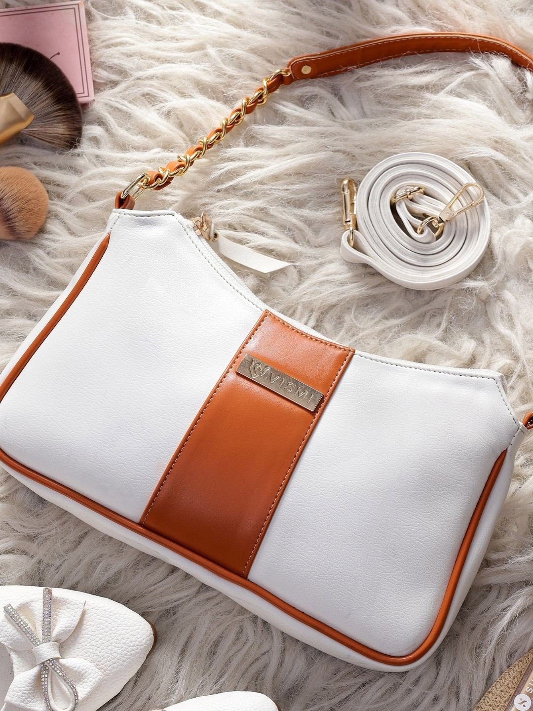 

VISMIINTREND Textured PU Sling Bag, White