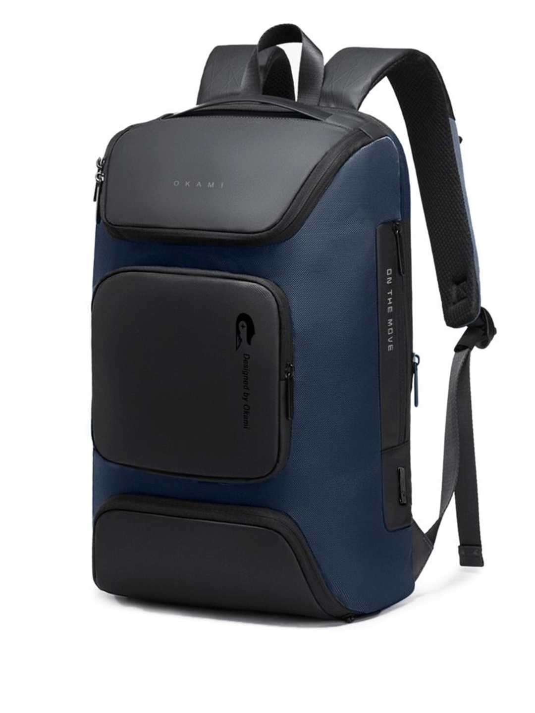 

OKAMI Men Backpack with USB Charging Port, Blue