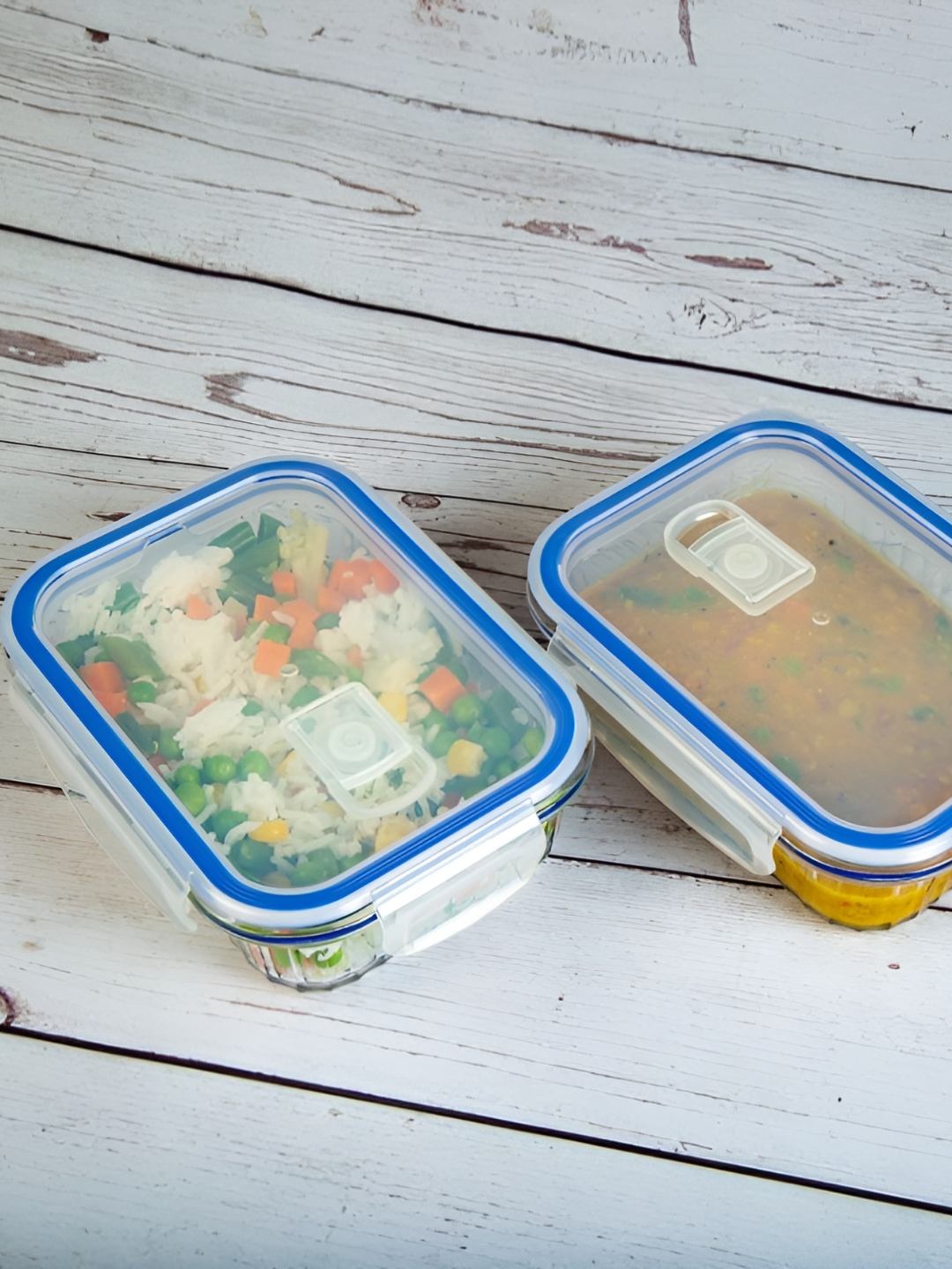 

Truly Eco Smart Living Retail Transparent & Blue 2 Pieces Glass Fridge Containers 640ml
