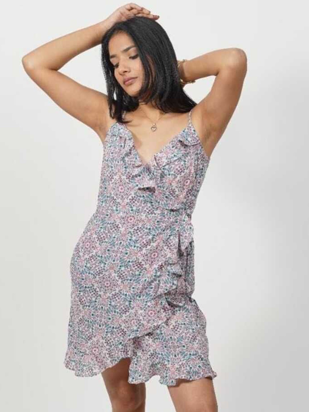 

XOXO Cherry Women Geometric Printed A-Line Above Knee Dress, Pink
