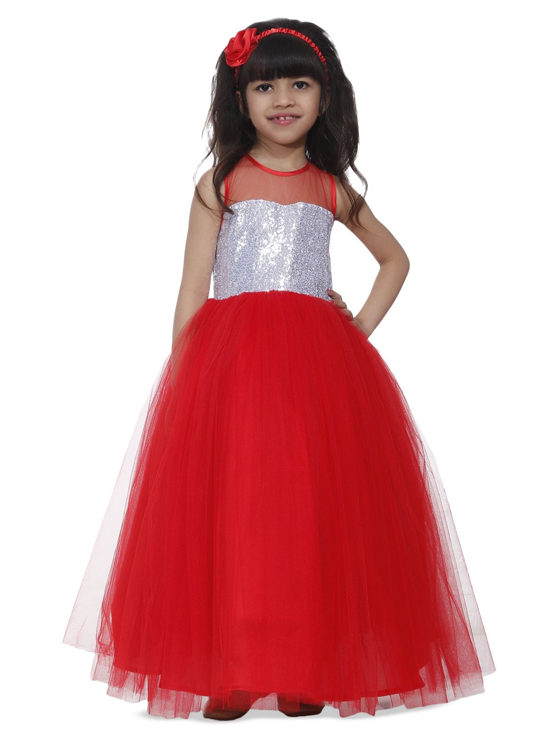 

Wow Princess Net A-Line Maxi Dress, Red