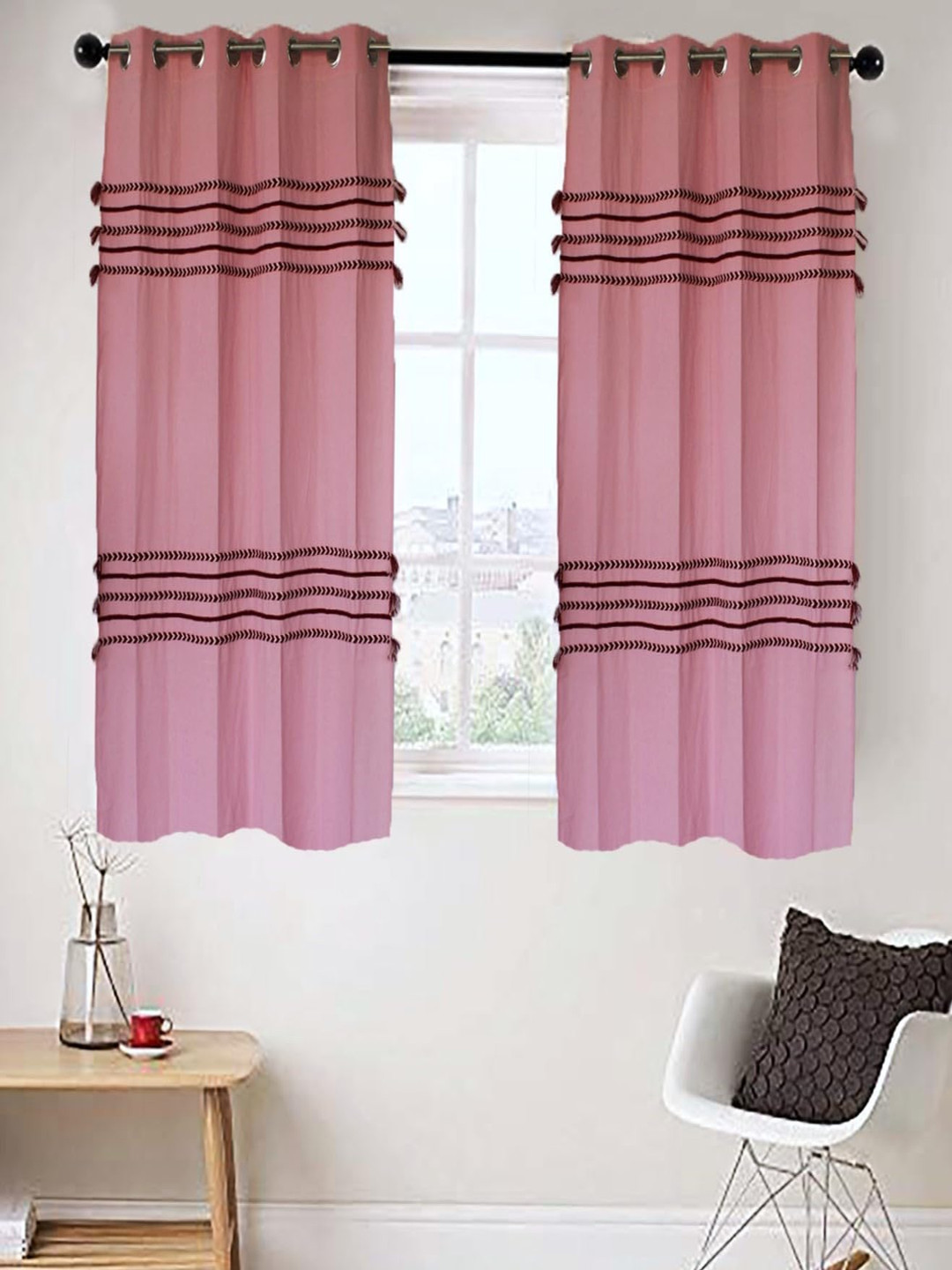 

Dekor World Multicoloured Set of 2 Embellished Window Curtain, Multi