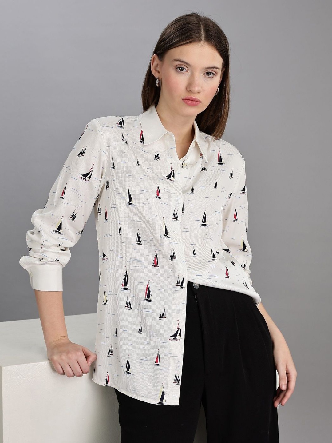 

Tommy Hilfiger Women Opaque Printed Casual Shirt, White
