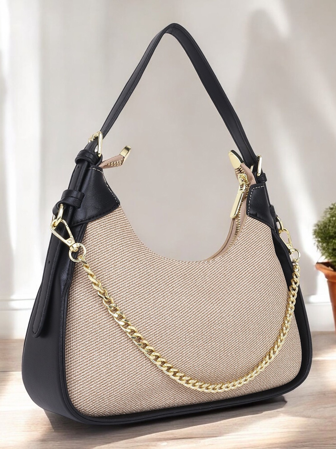 

Pramadda Pure Luxury PU Half Moon Shoulder Bag, Black