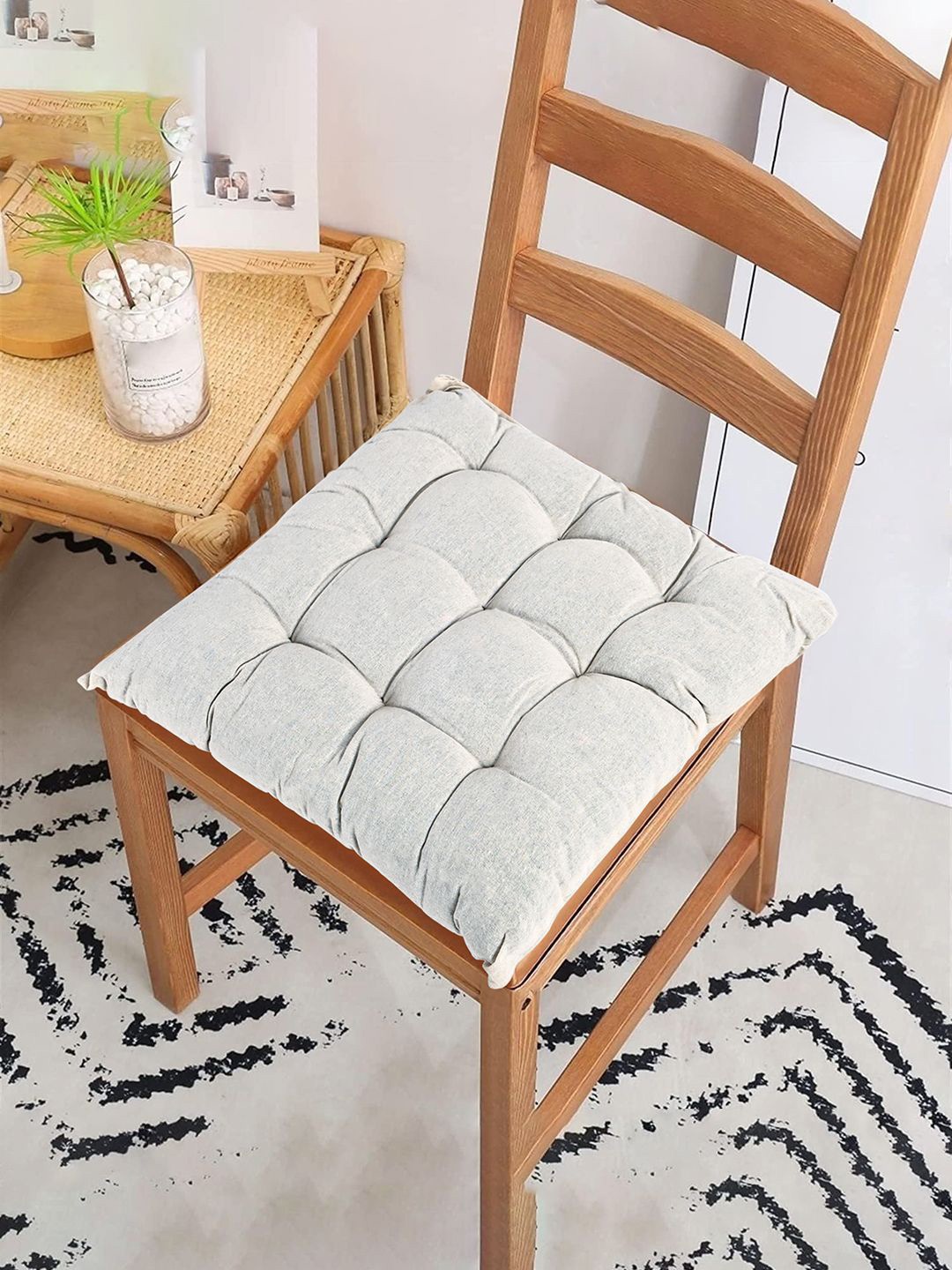 

Kuber Industries Cream-Coloured Cotton Comfort Chair Pads