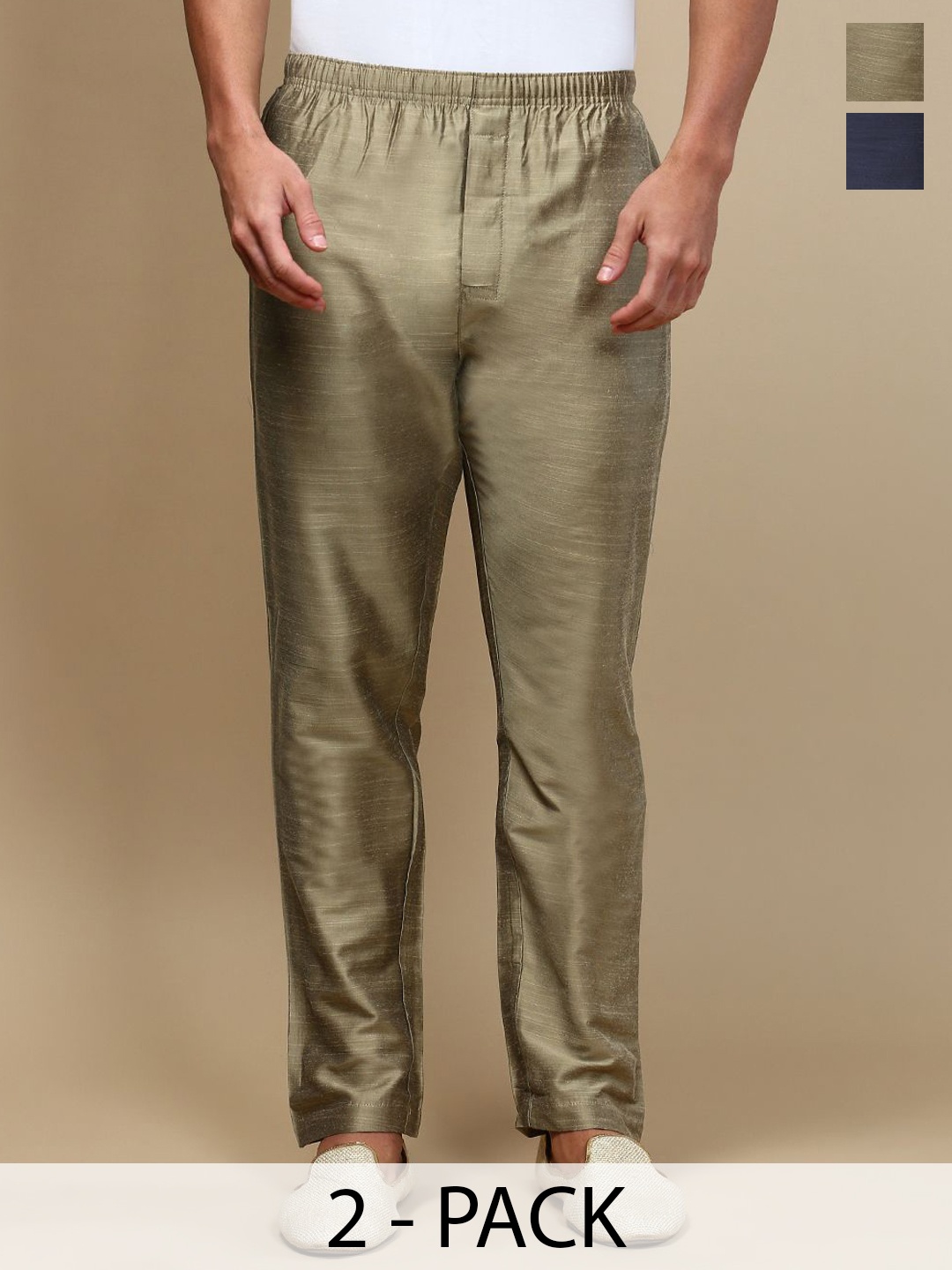 

WHITE HEART Men Pack Of 2 Mid Rise Pajamas, Grey