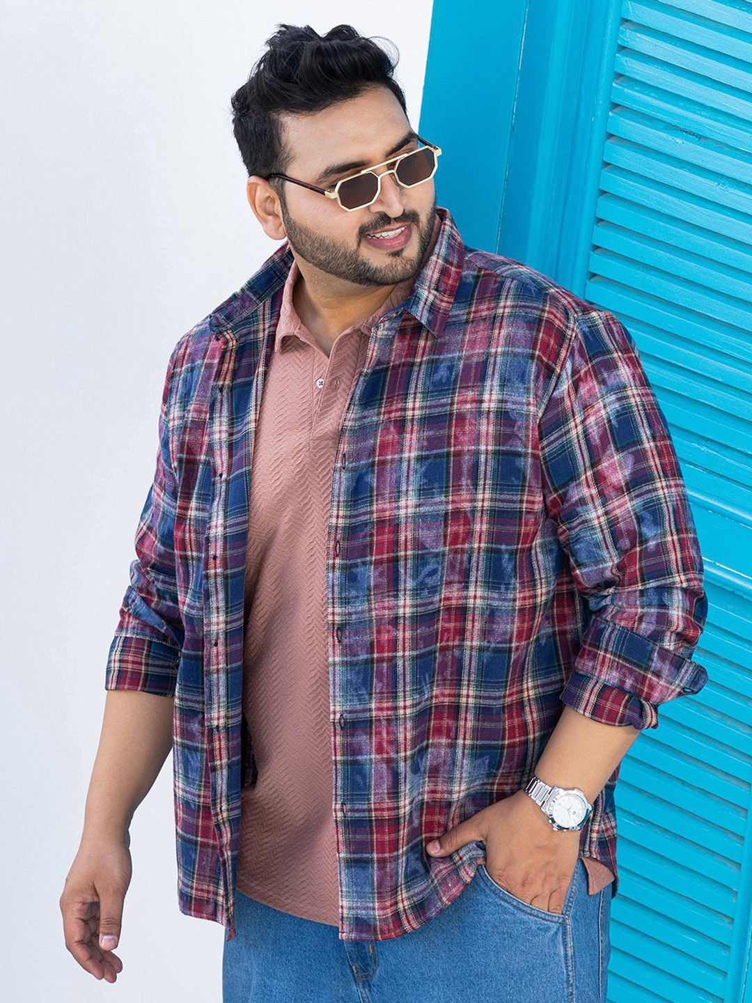 

Instafab Plus Men Comfort Opaque Checked Casual Shirt, Multi