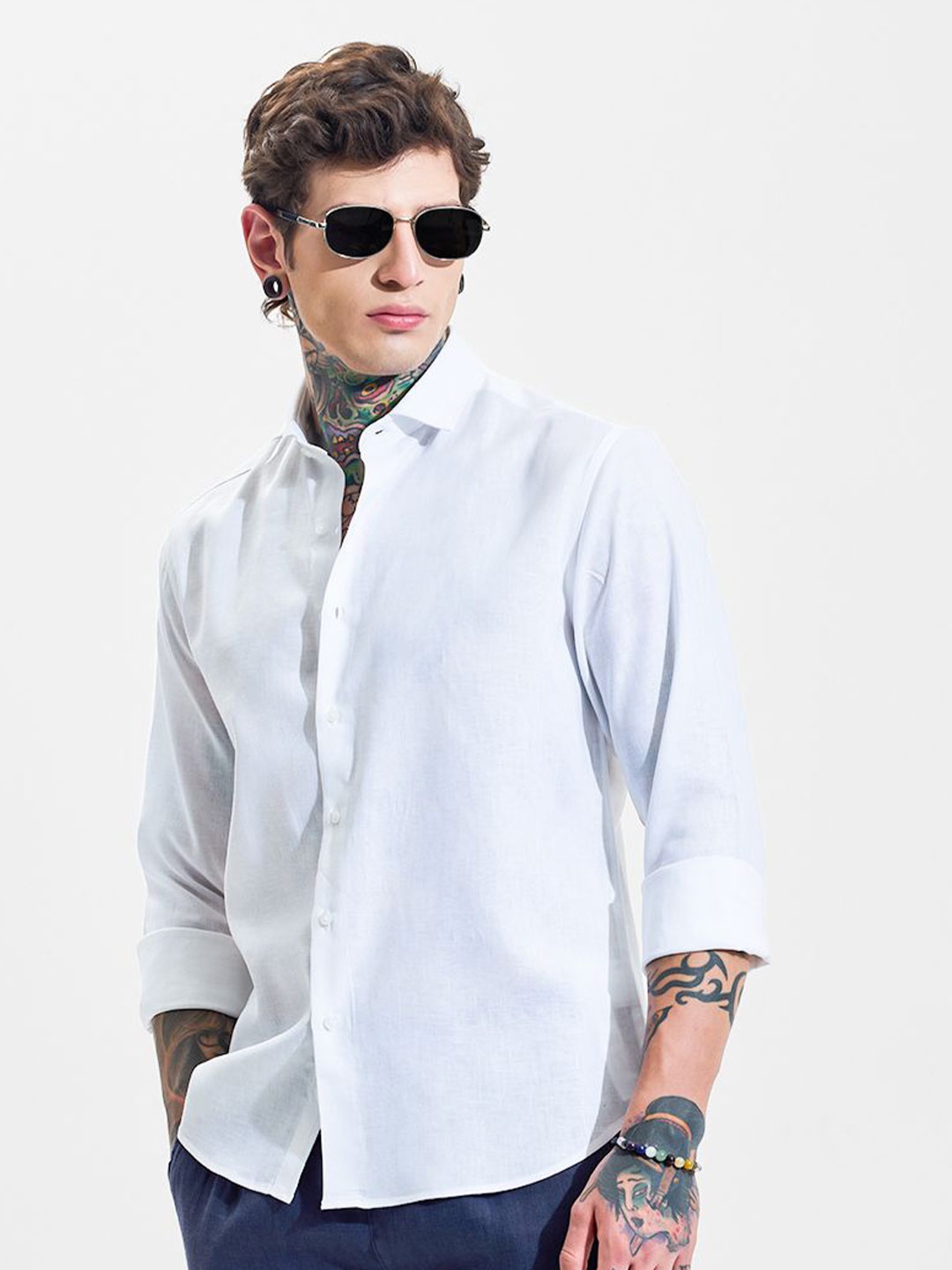 

Snitch Men Slim Fit Opaque Casual Shirt, White