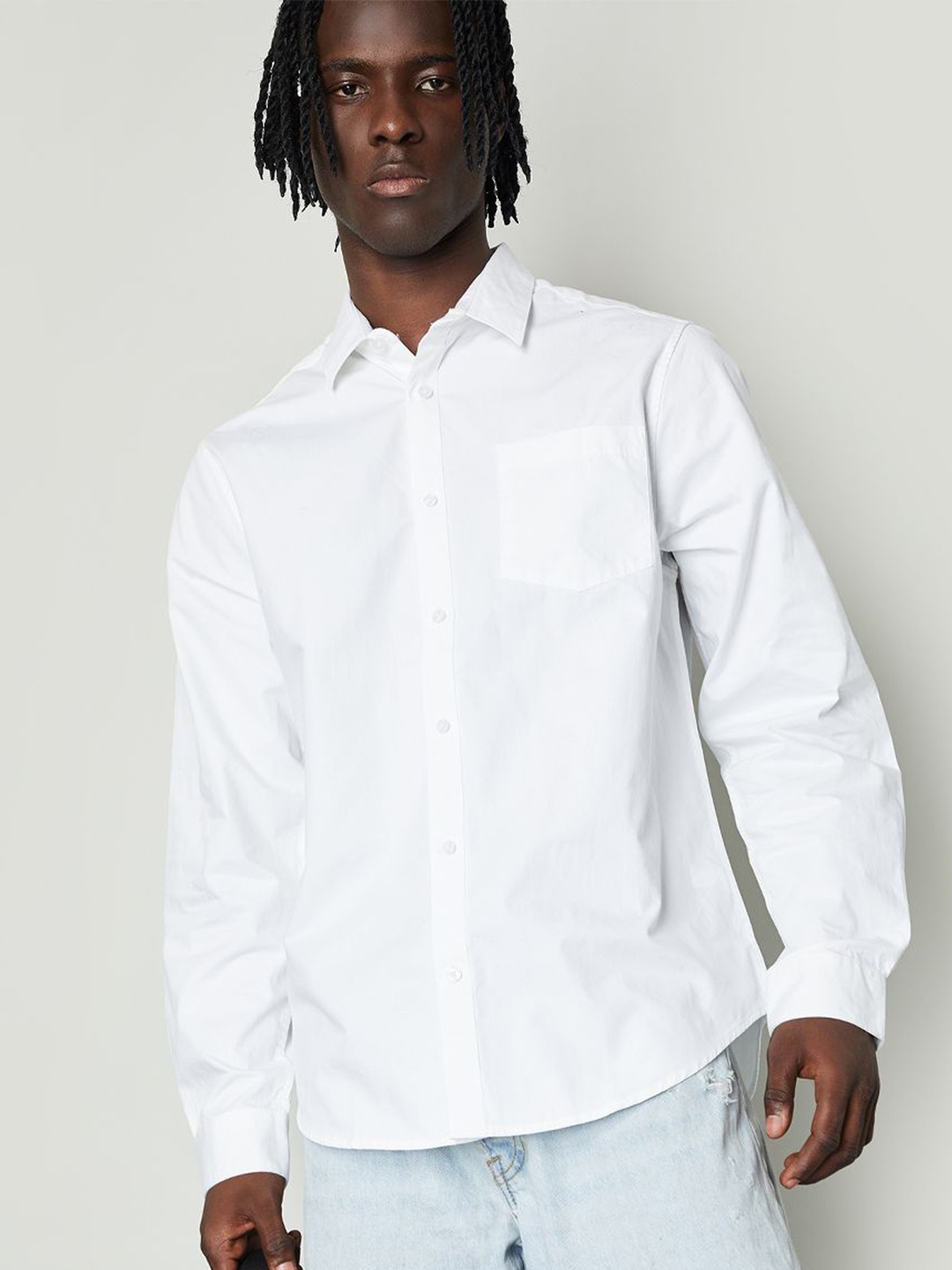 

max Men Opaque Casual Shirt, White