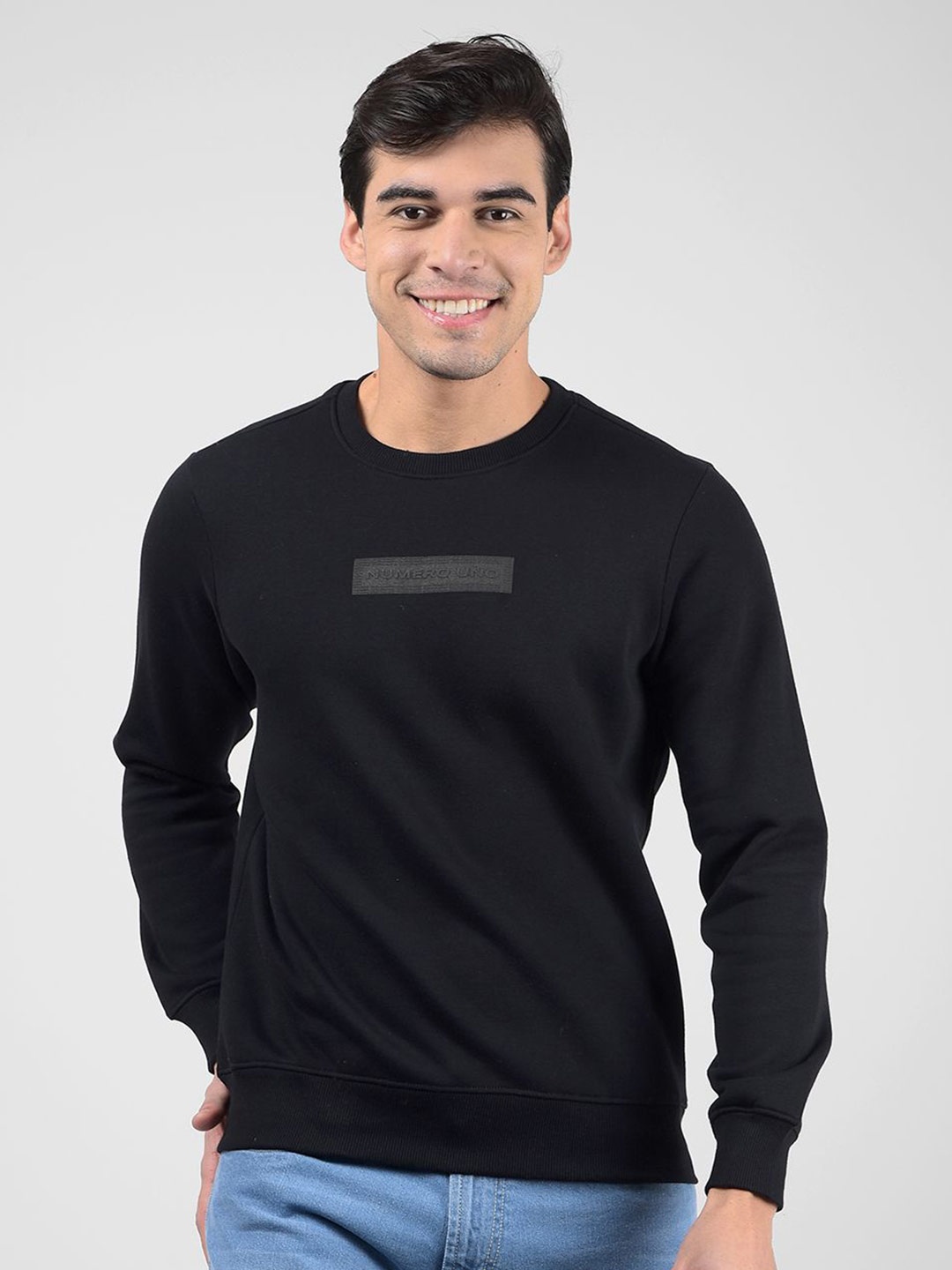 

Numero Uno Men Printed Regular Fit Sweatshirt, Black