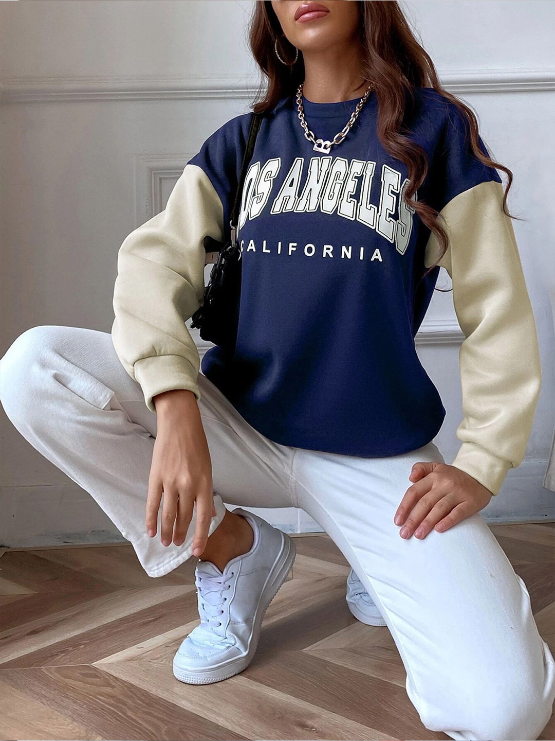 

SXV STYLE Women Typography Printed Sweatshirt, Blue