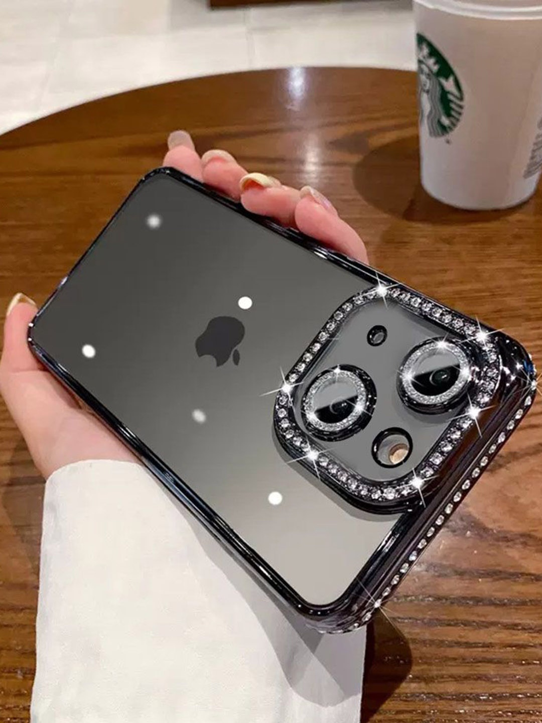 

Luxury Kase Solid Printed iPhone 15 Plus Back Case Mobile Accessories, Black