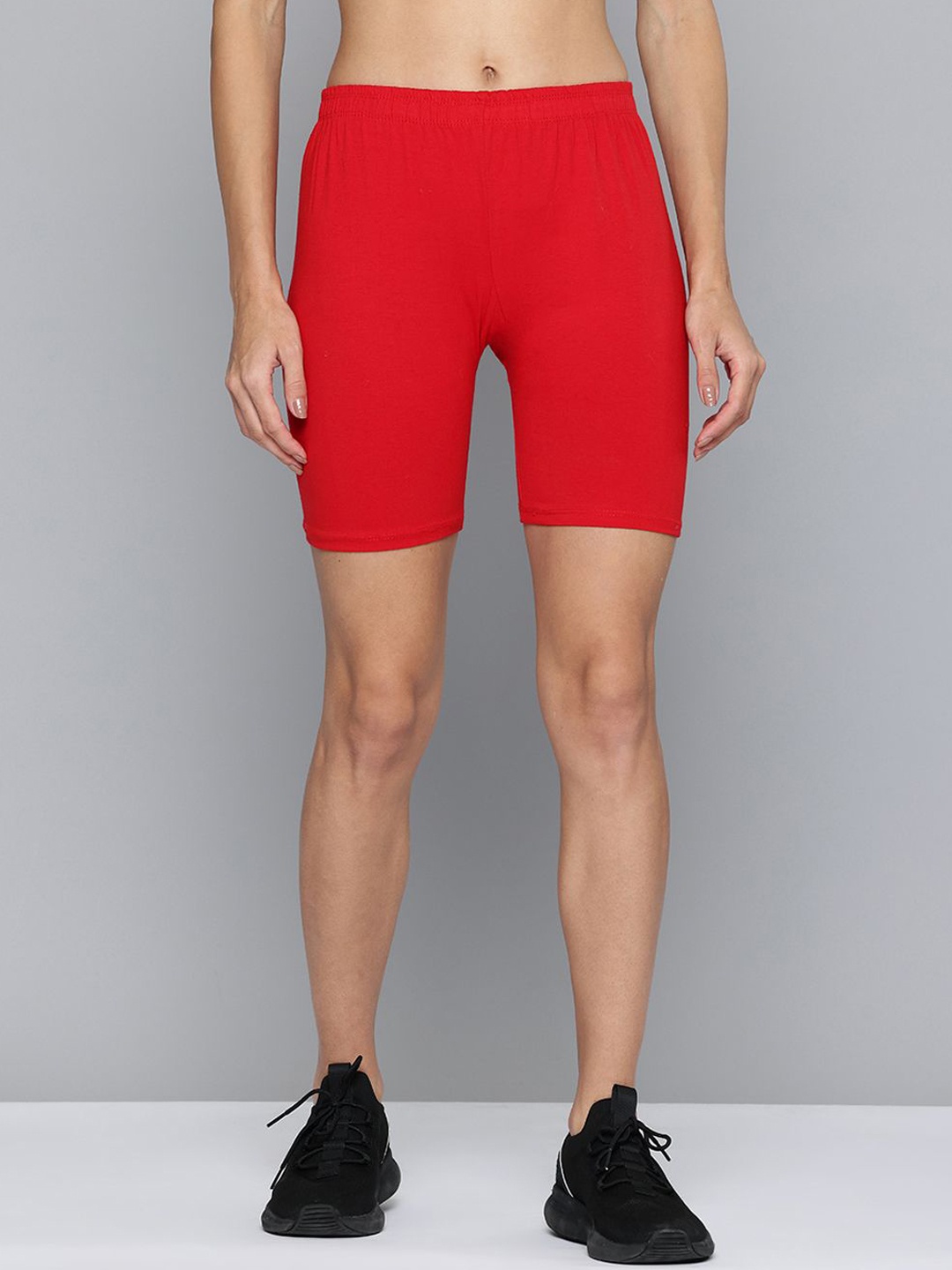 

Jinfo Women Skinny Fit Mid-Rise Cycling Sports Shorts, Red