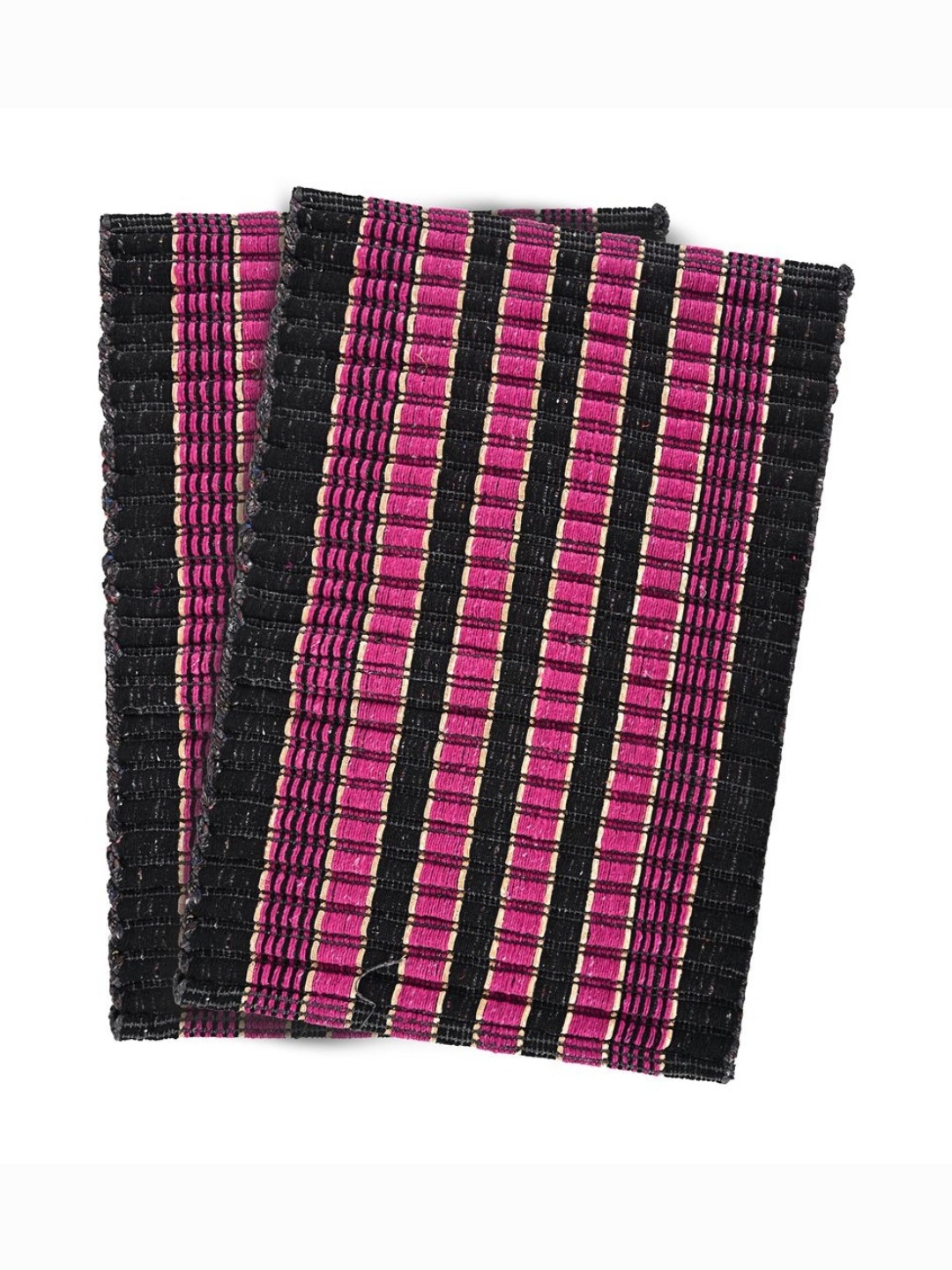 

Aura Pink & Black 2 Pieces Textured Cotton Rectangle Doormats