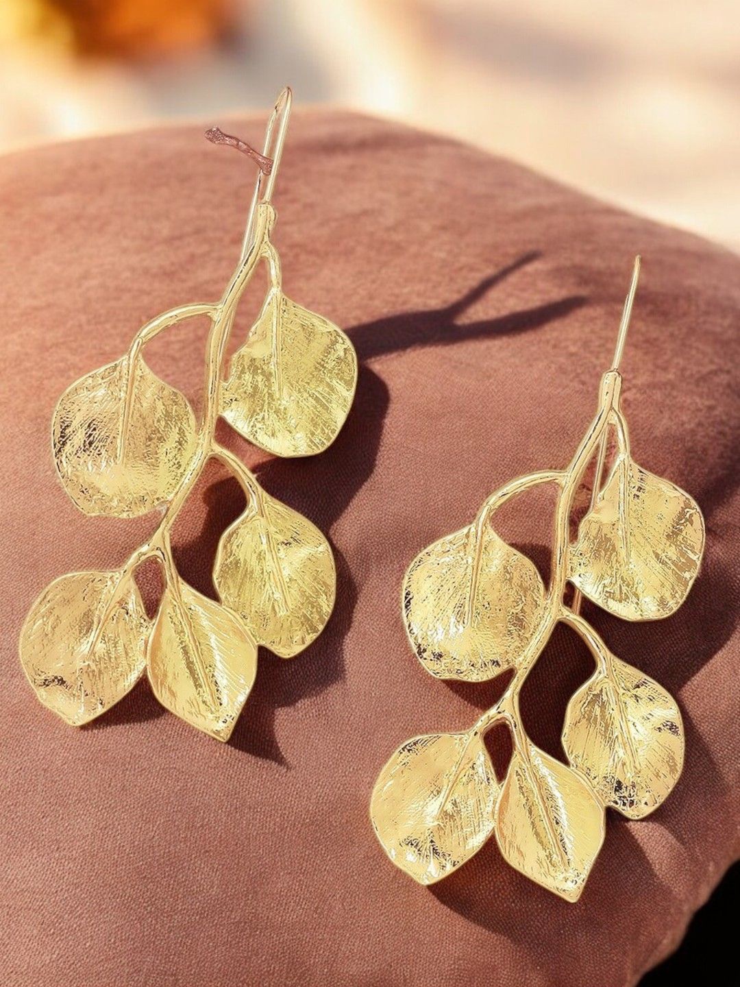 

DressBerry Leaf Shaped Drop Earrings, Gold