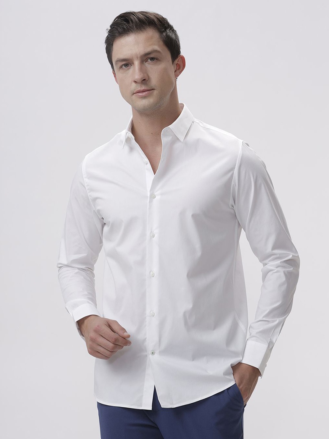 

The Collection Men Classic Slim Fit Opaque Casual Shirt, White