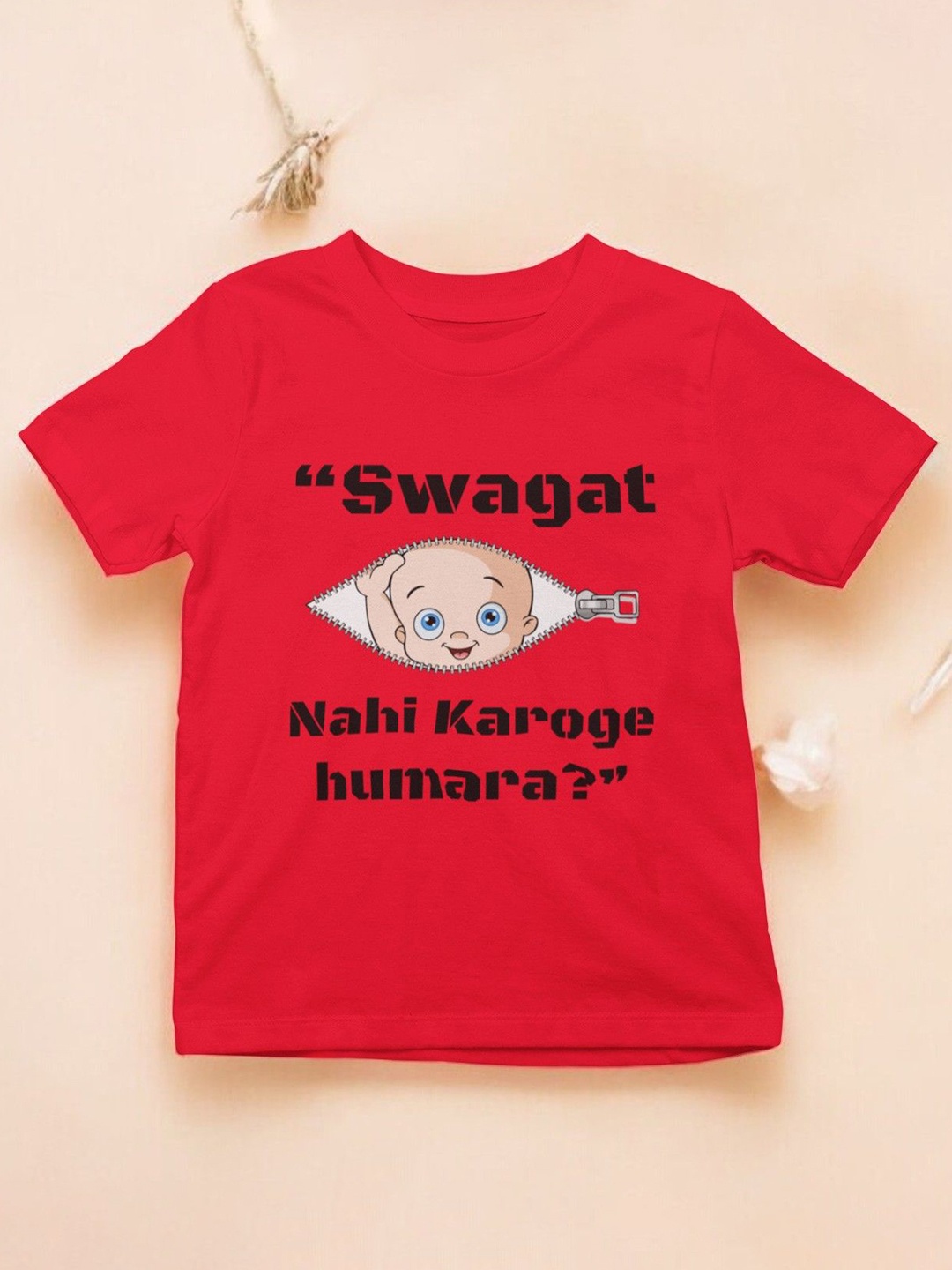 

YK X First Laugh Boys Typography Printed T-shirt, Red