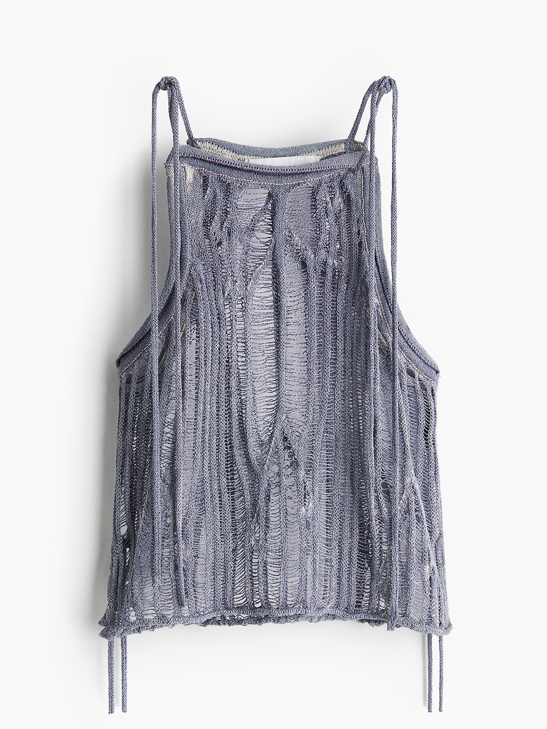 

H&M Women Tie-Strap Knitted Top, Blue