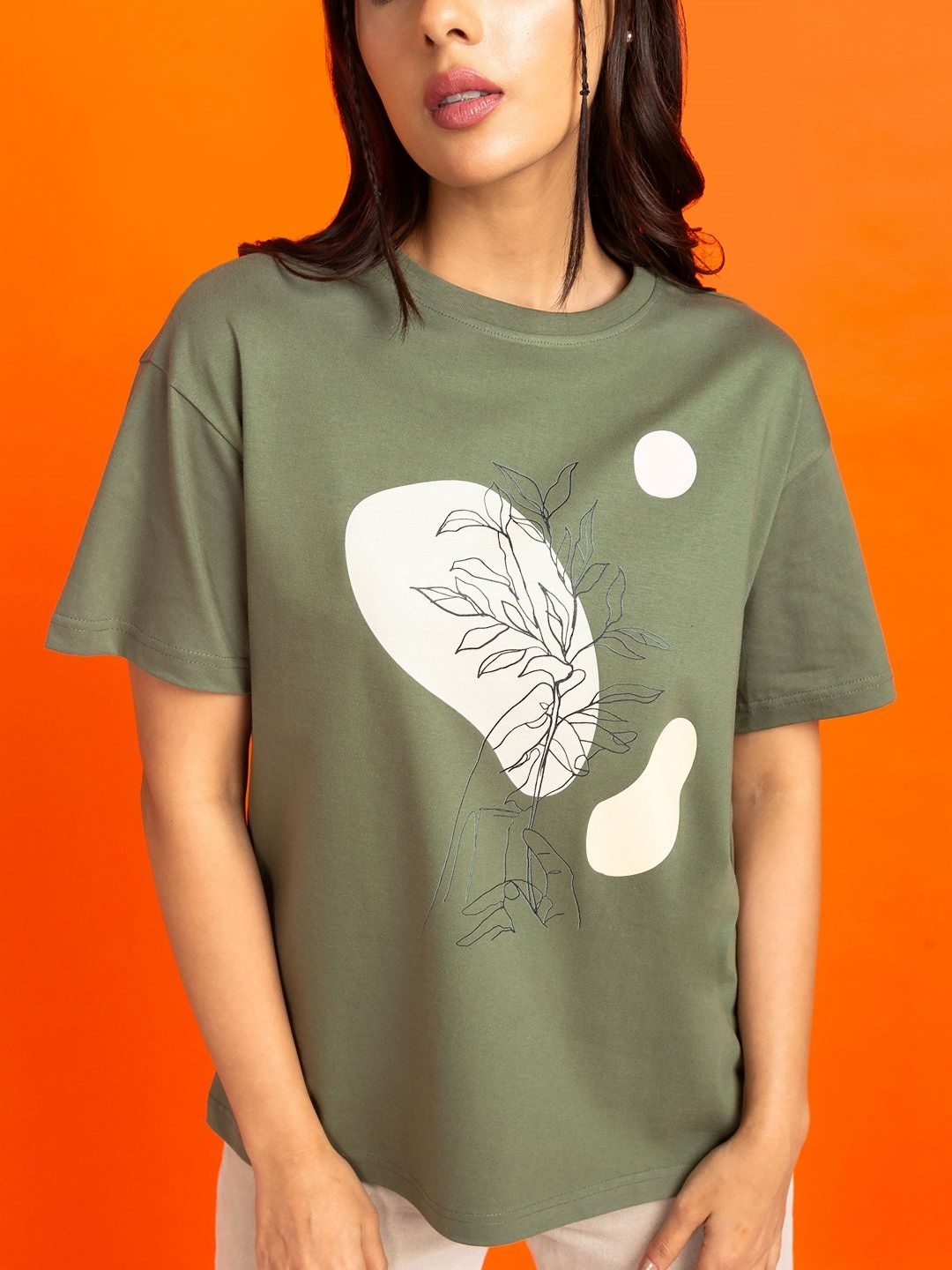 

Mast & Harbour Women Printed T-shirt, Olive