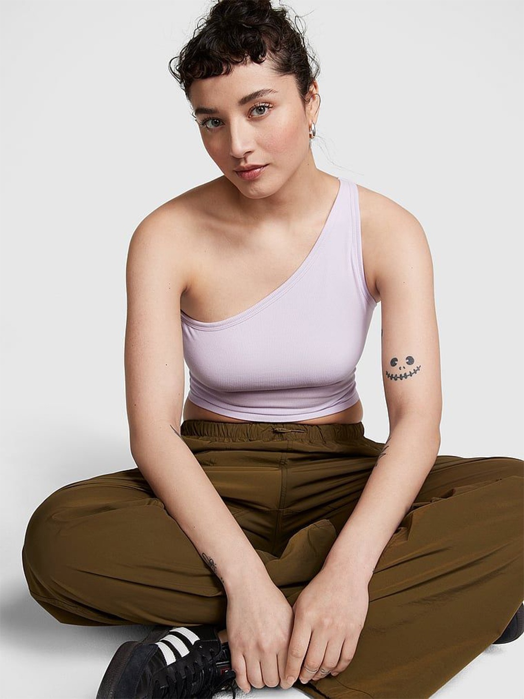 

Victoria's Secret Women One Shoulder Cotton Crop Top, Purple