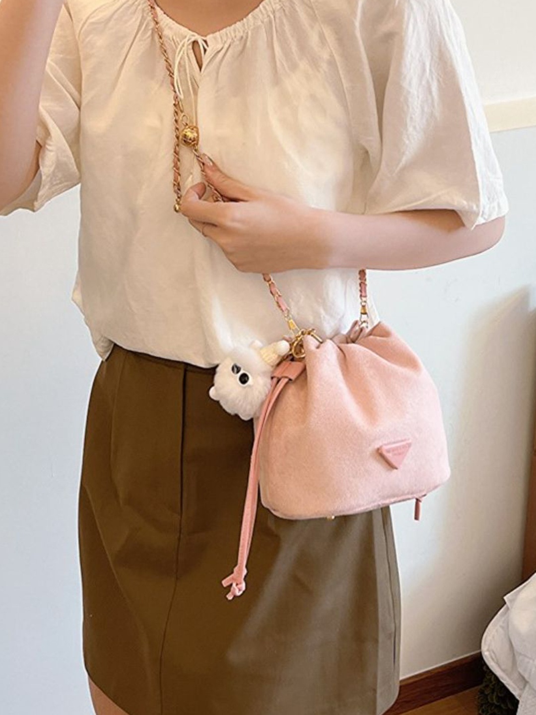 

DressBerry PU Shopper Shoulder Bag with Applique, Pink