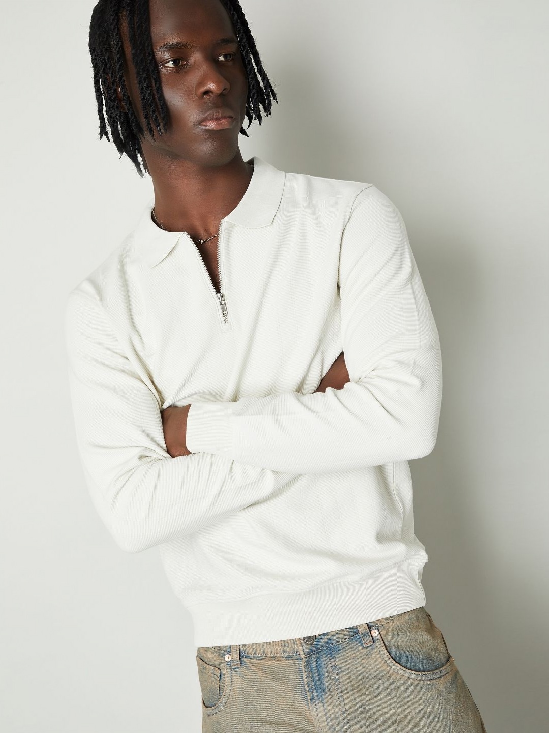 

max Men Polo Collar Pockets T-shirt, Beige