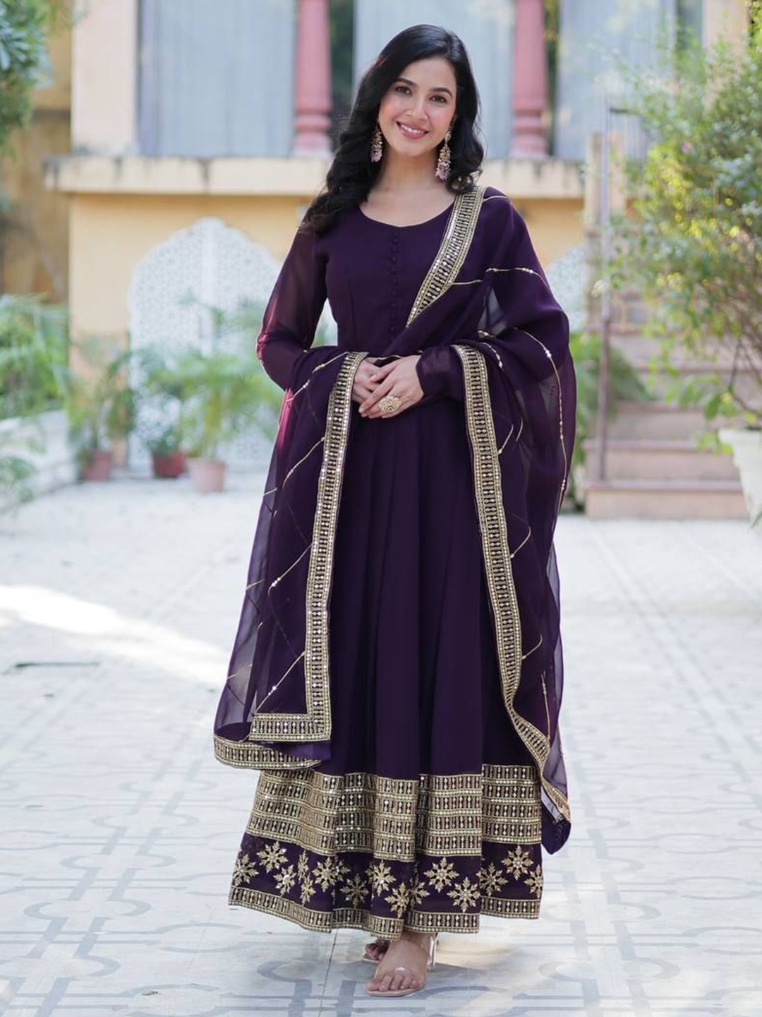

ZIBLON Georgette Maxi Dress, Purple