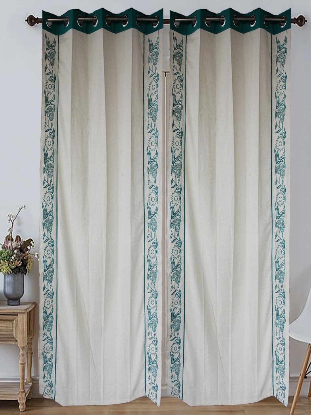 

Dekor World Multicoloured Set of 2 Embroidered Door Curtain, Multi