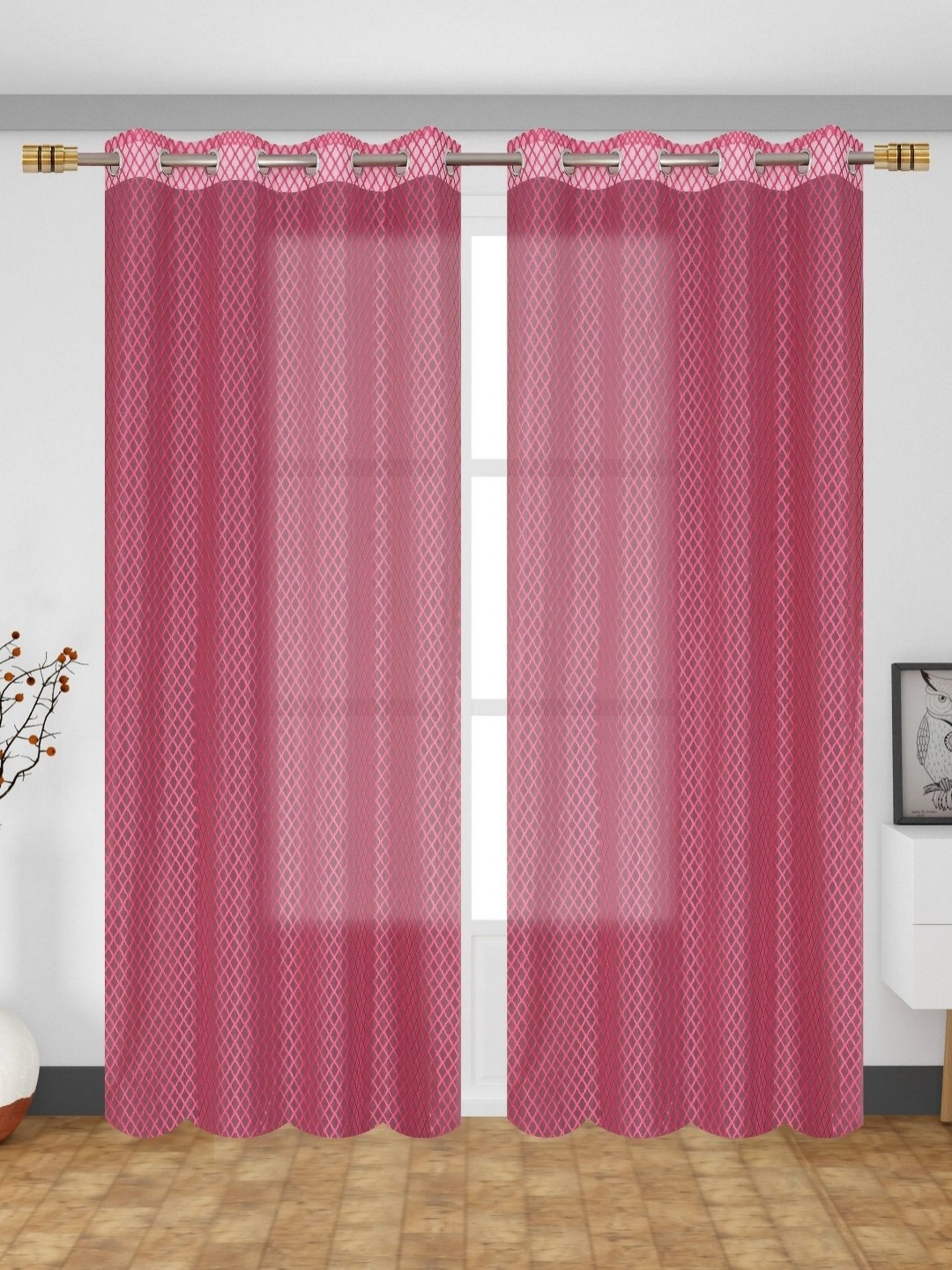 

Galaxy Home Decor Pink Set of 2 Sheer Window Curtain