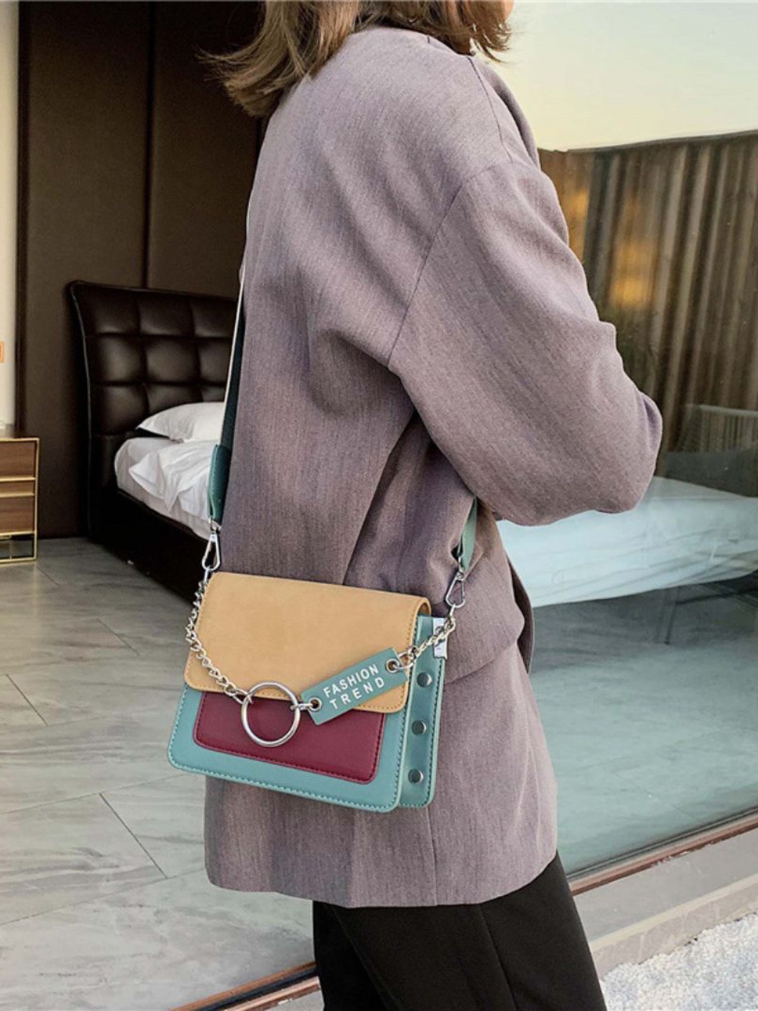 

DressBerry PU Sling Bag, Blue