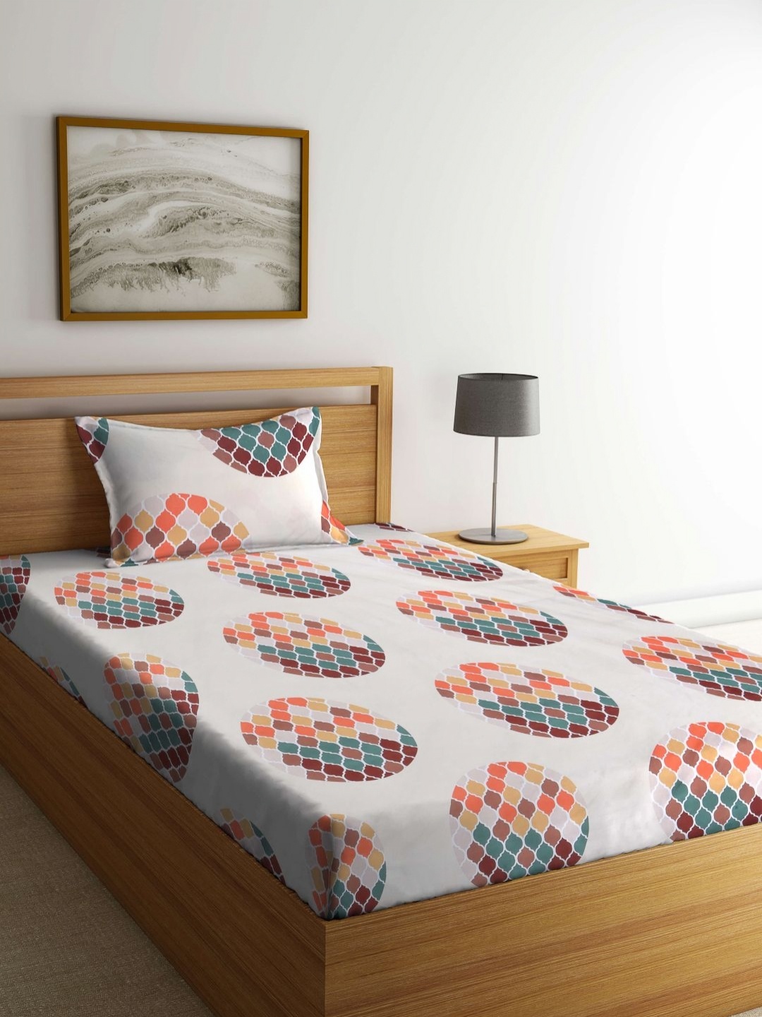 

Myntra Elegant Homes White & Green Printed 300TC Single Bedsheet Set 2.25m x 1.50m