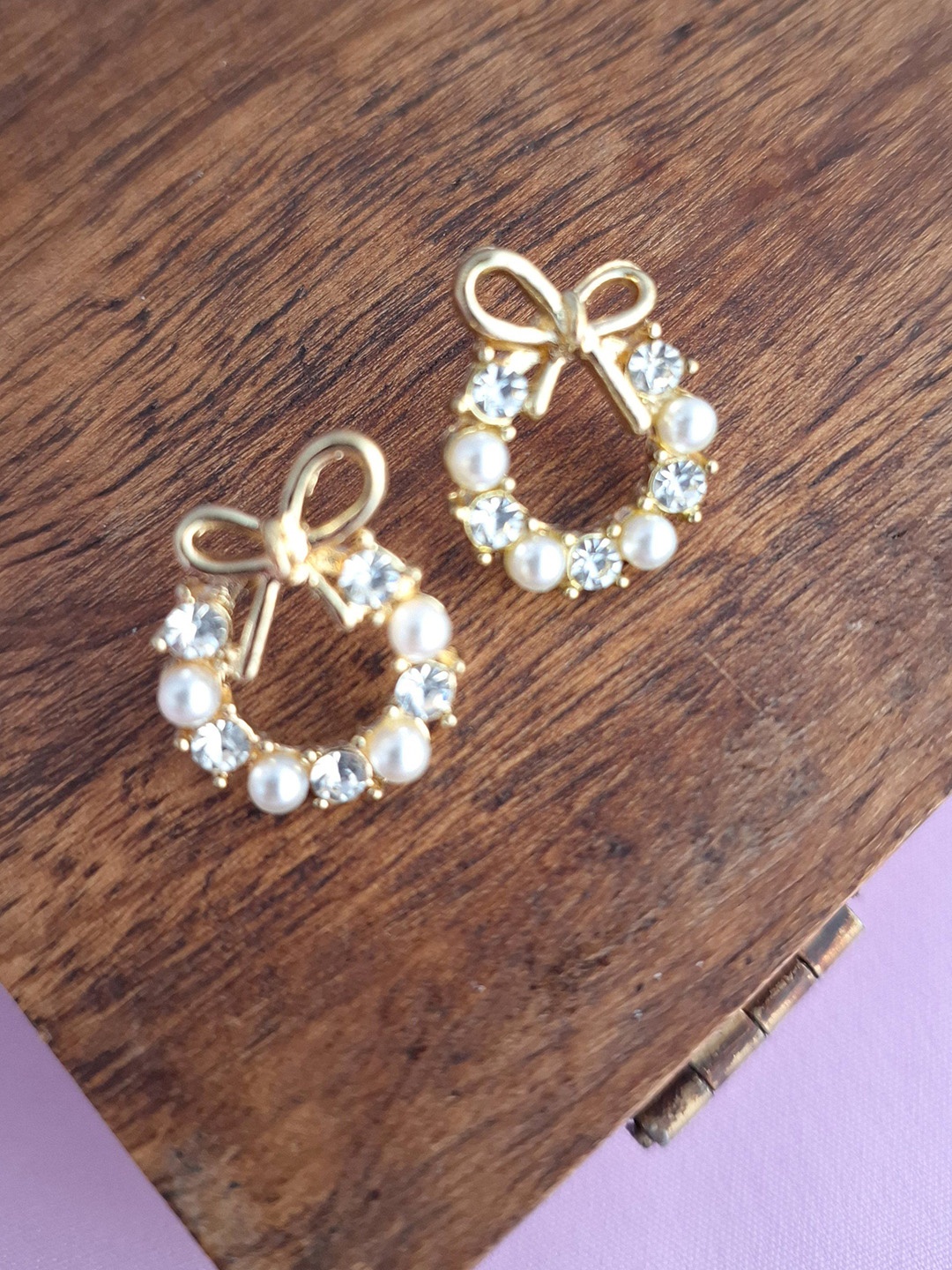 

Zhouse Gold-Plated Crystals Studded Contemporary Studs