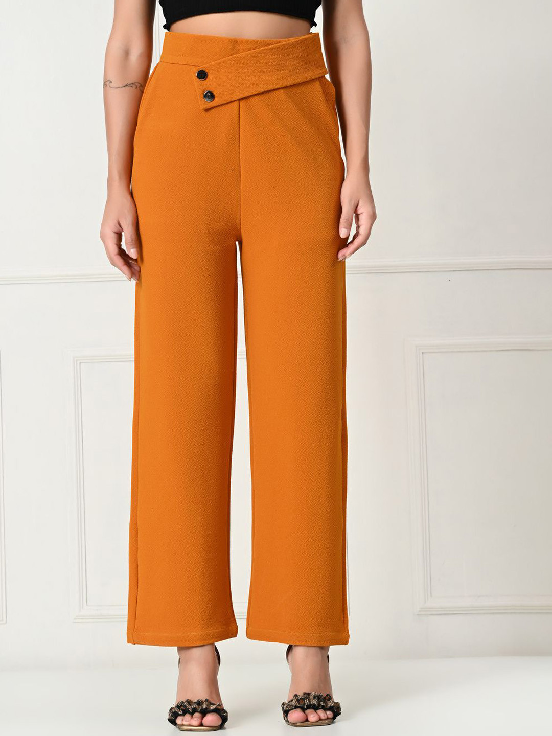 

Brainbees Women Relaxed Fit Parallel Trousers, Orange