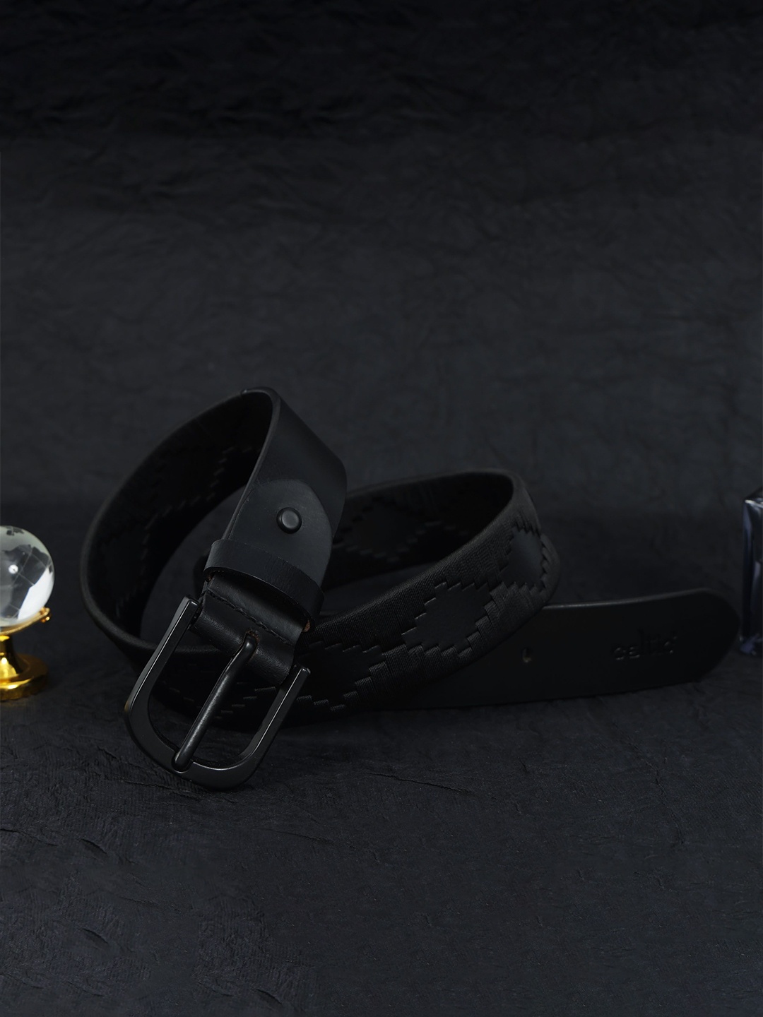 

Celtic Women Woven Design Leather Belt, Black