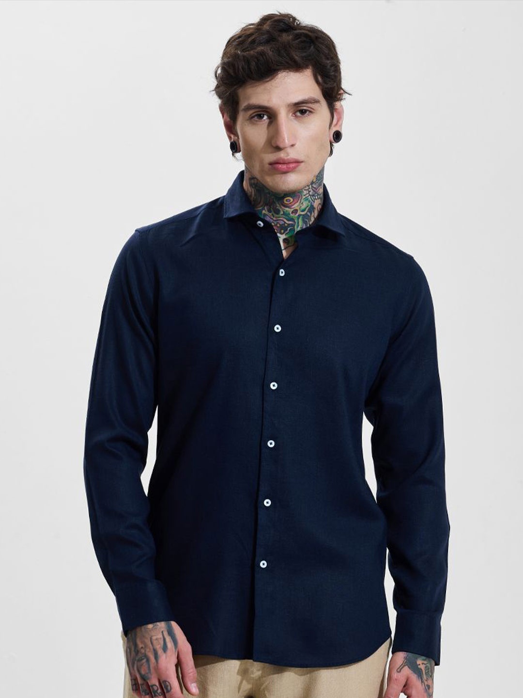 

Snitch Men Slim Fit Opaque Casual Shirt, Navy blue
