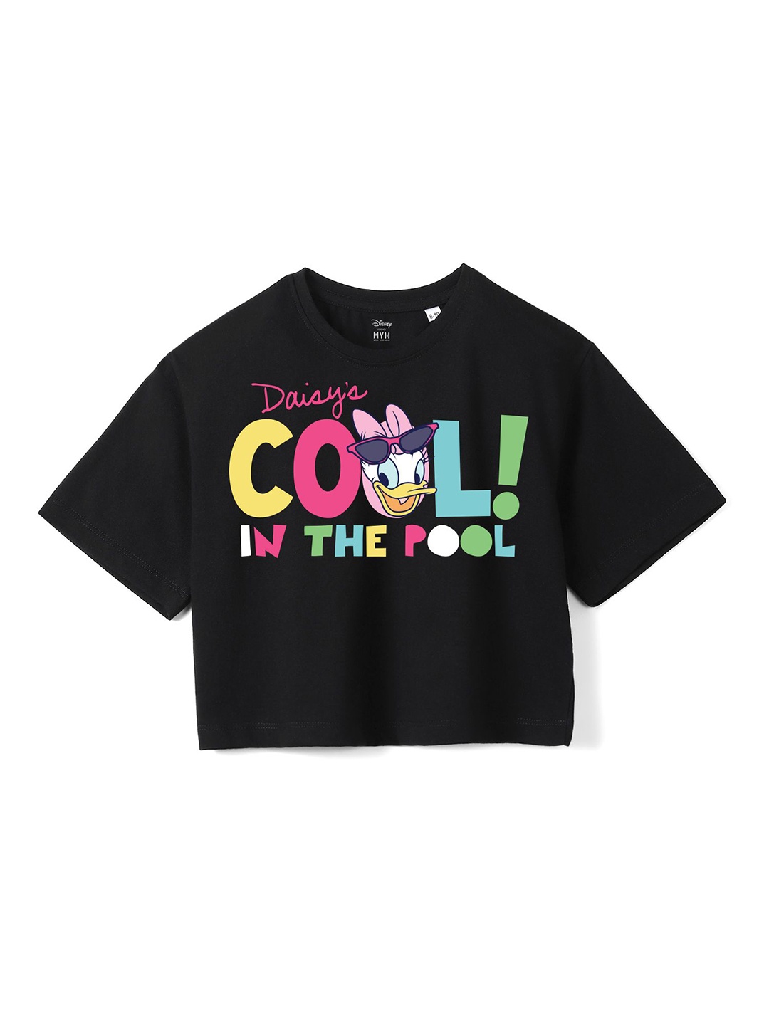 

Wear Your Mind Girls Minnie Mouse Printed Pure Cotton Applique Boxy T-shirt, Black