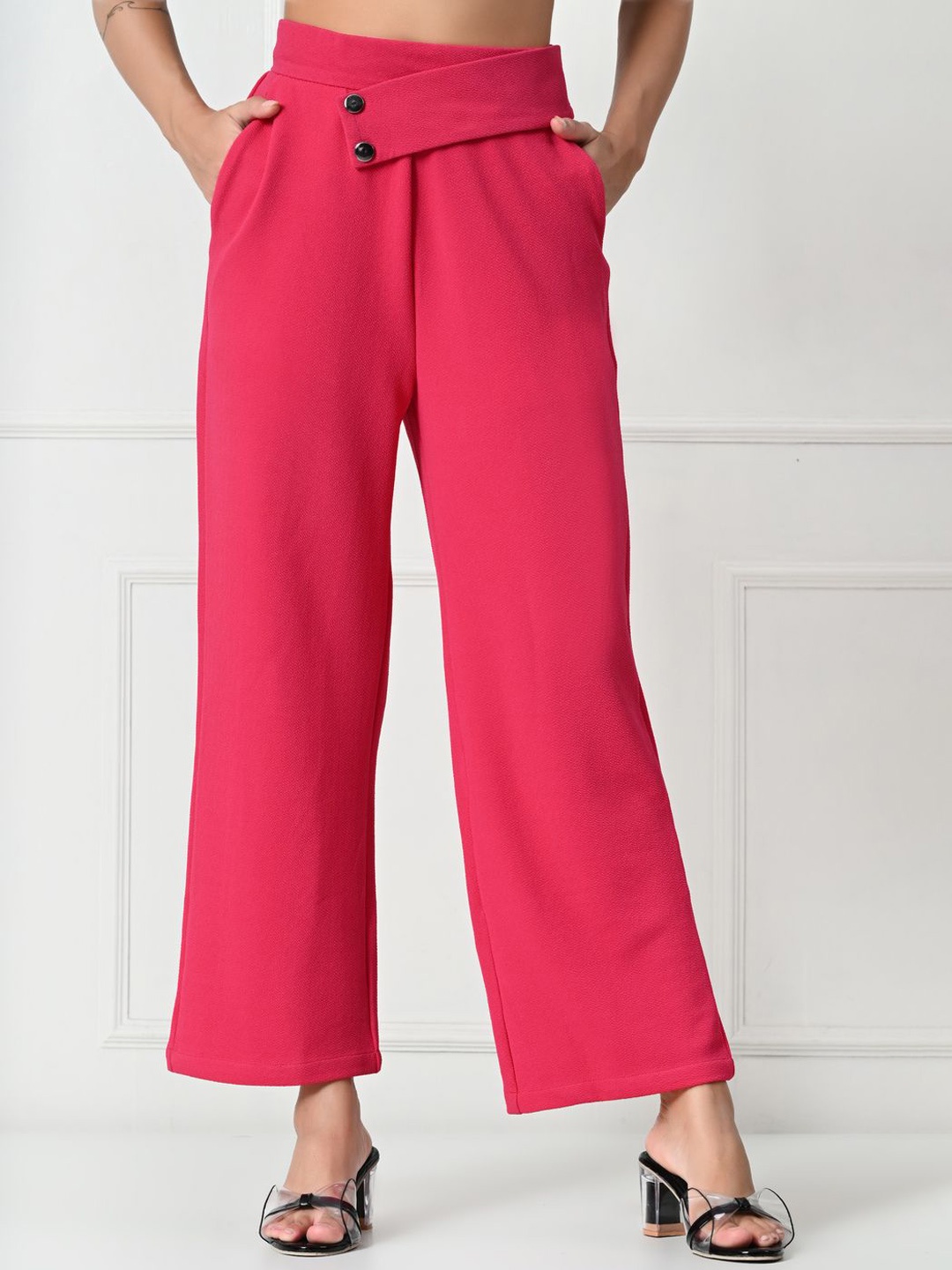 

Brainbees Women Relaxed Fit High-Rise Trousers, Pink