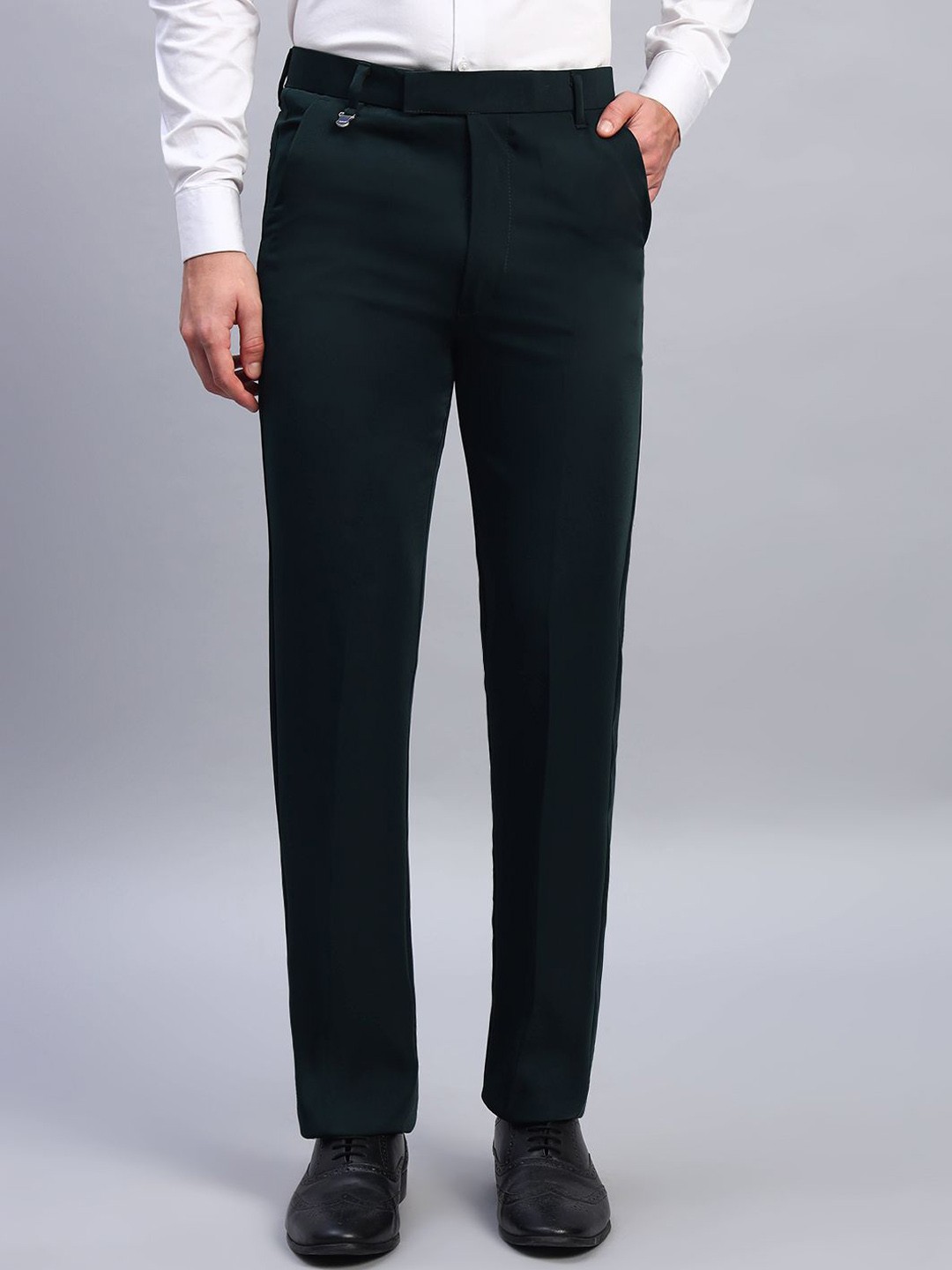 

AXNIS Men Ultra Slim Fit Mid-Rise Trouser, Green
