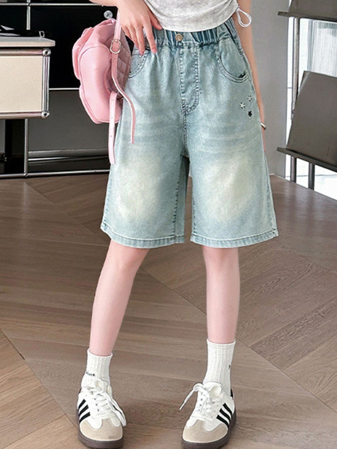 

LULU & SKY Girls High-Rise Shorts, Blue