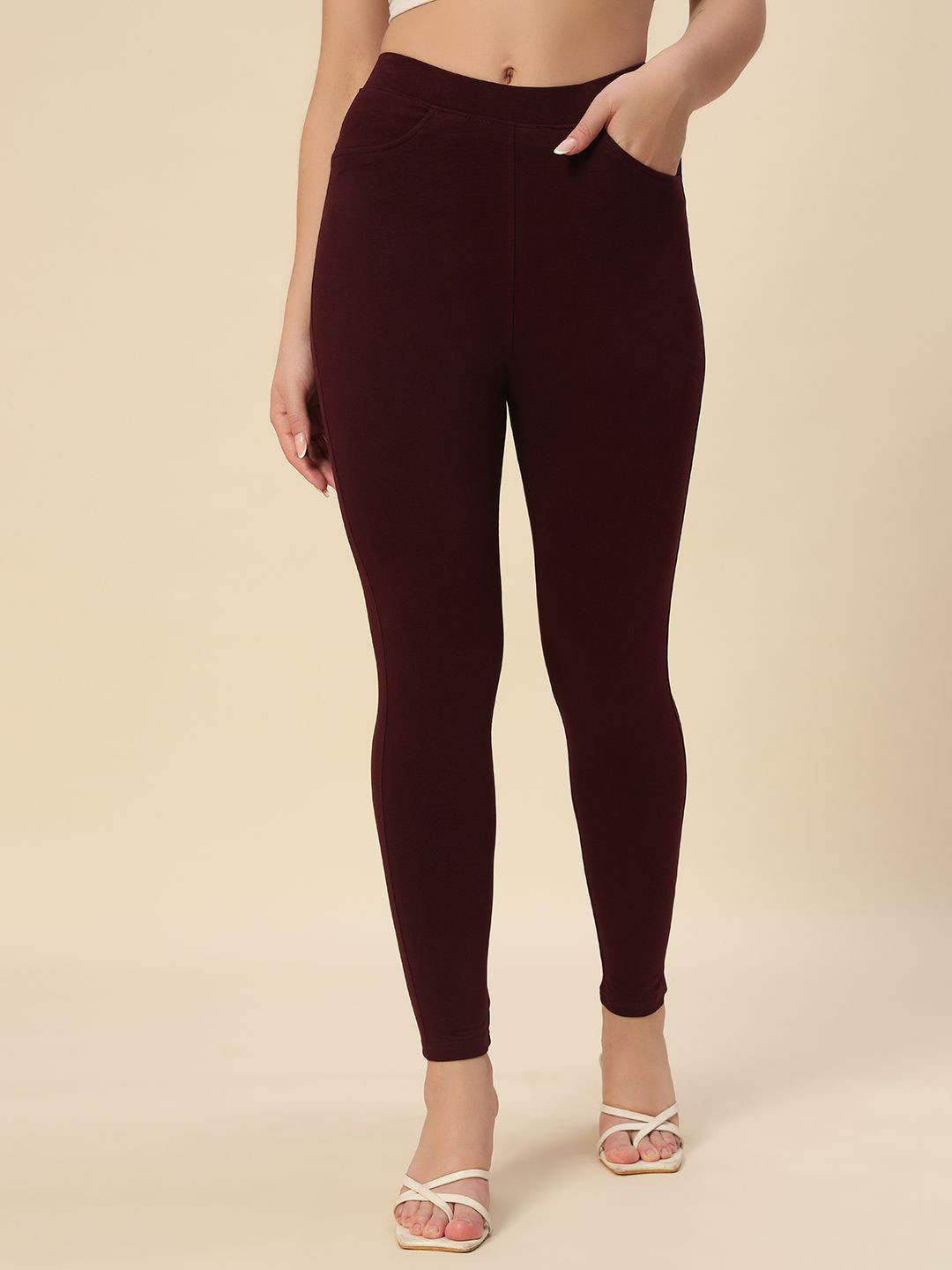 

thread plus Women Jeggings, Coffee brown