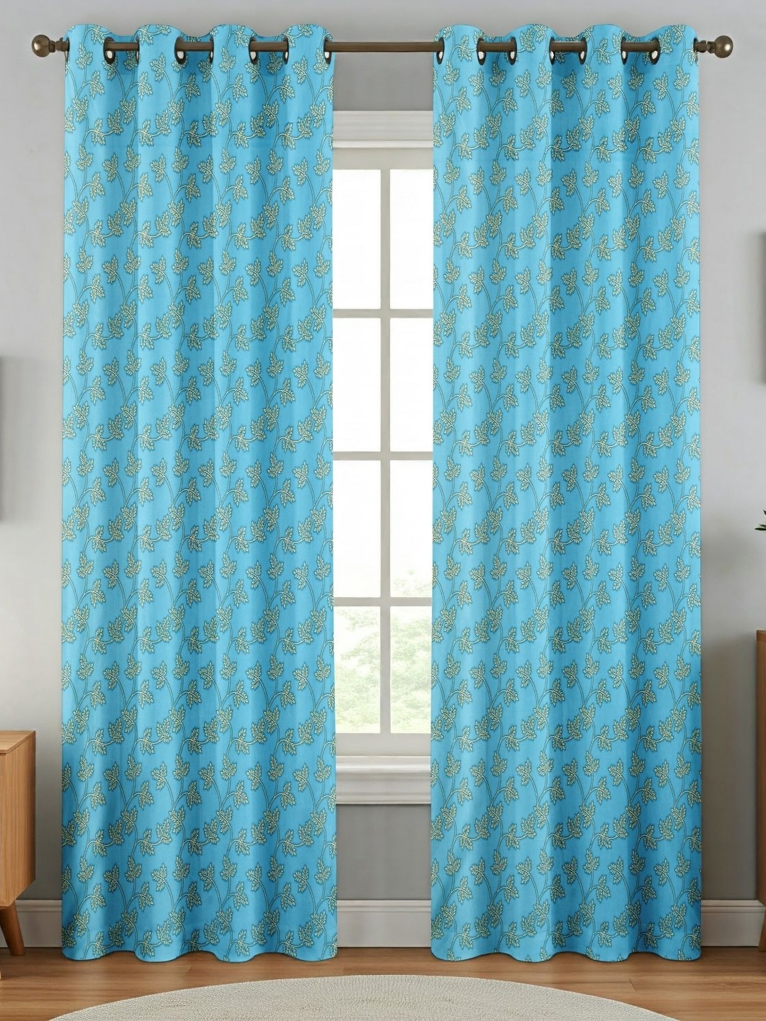 

Galaxy Home Decor Blue Set of 2 Floral Door Curtain