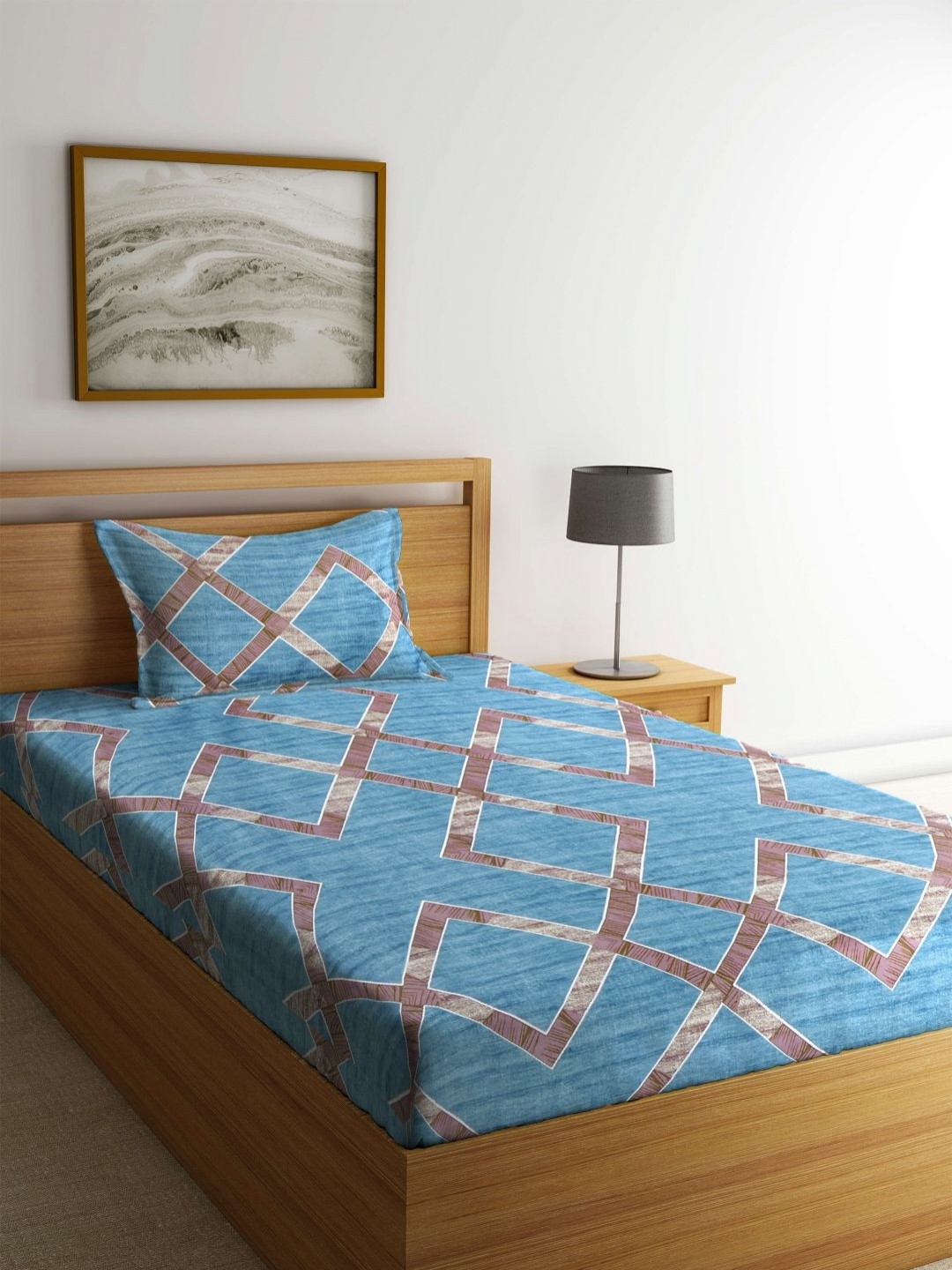 

Myntra Elegant Homes Turquoise Blue Printed 300 TC Single Bedsheet Set 2.50m x 2.20m