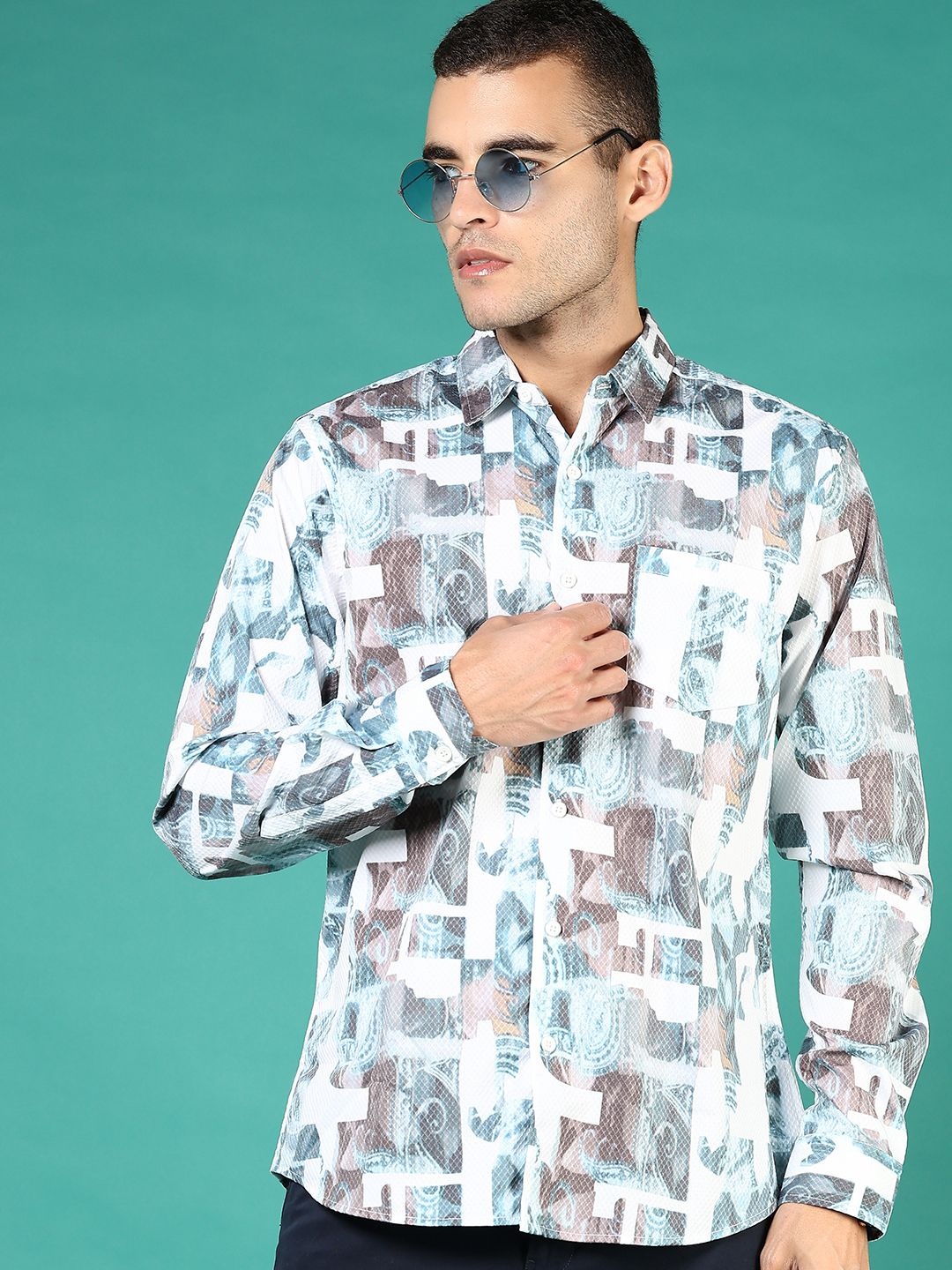 

V-Mart Men Opaque Printed Casual Shirt, Grey