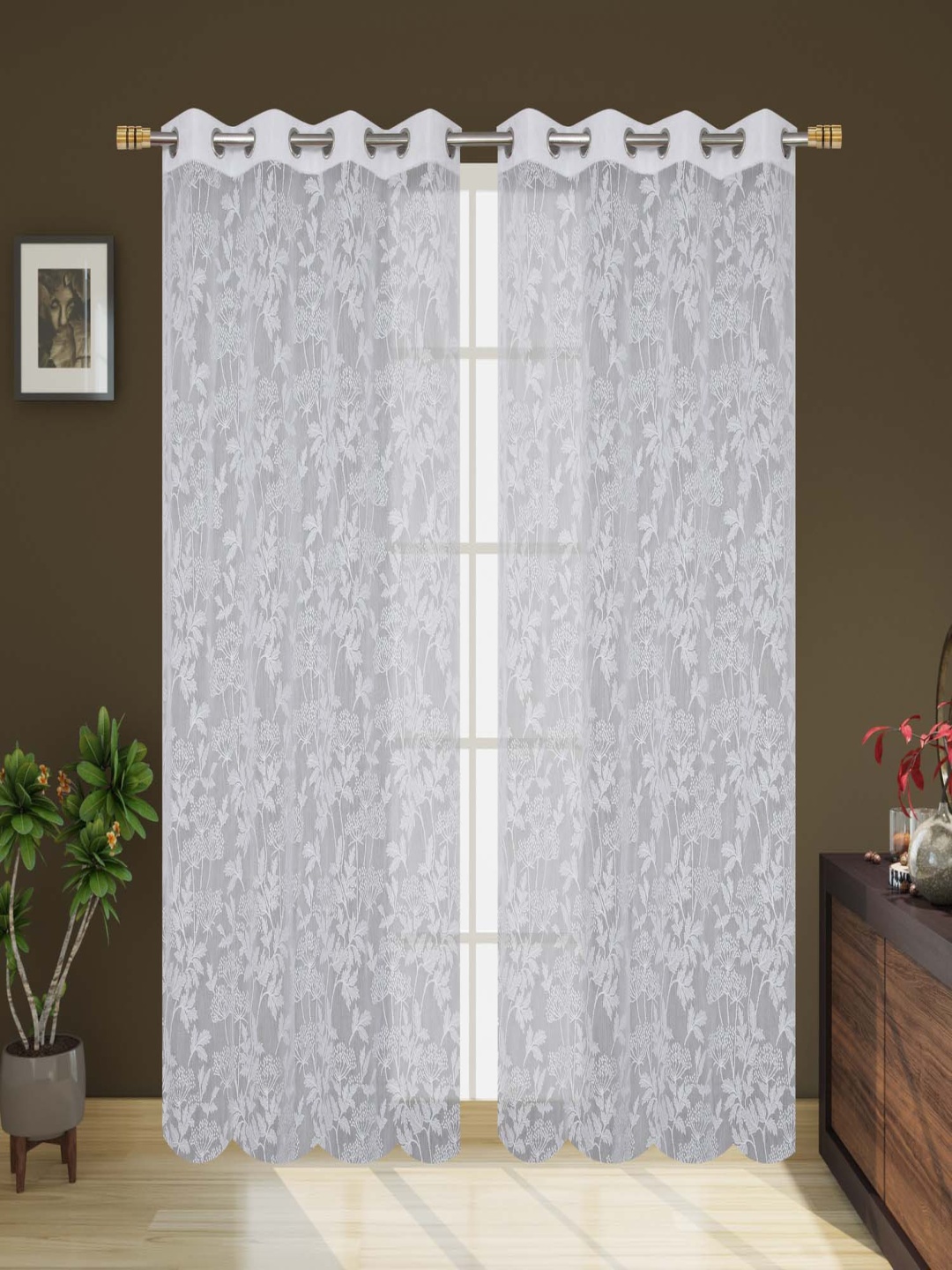 

Galaxy Home Decor White Set of 2 Sheer Long Door Curtain